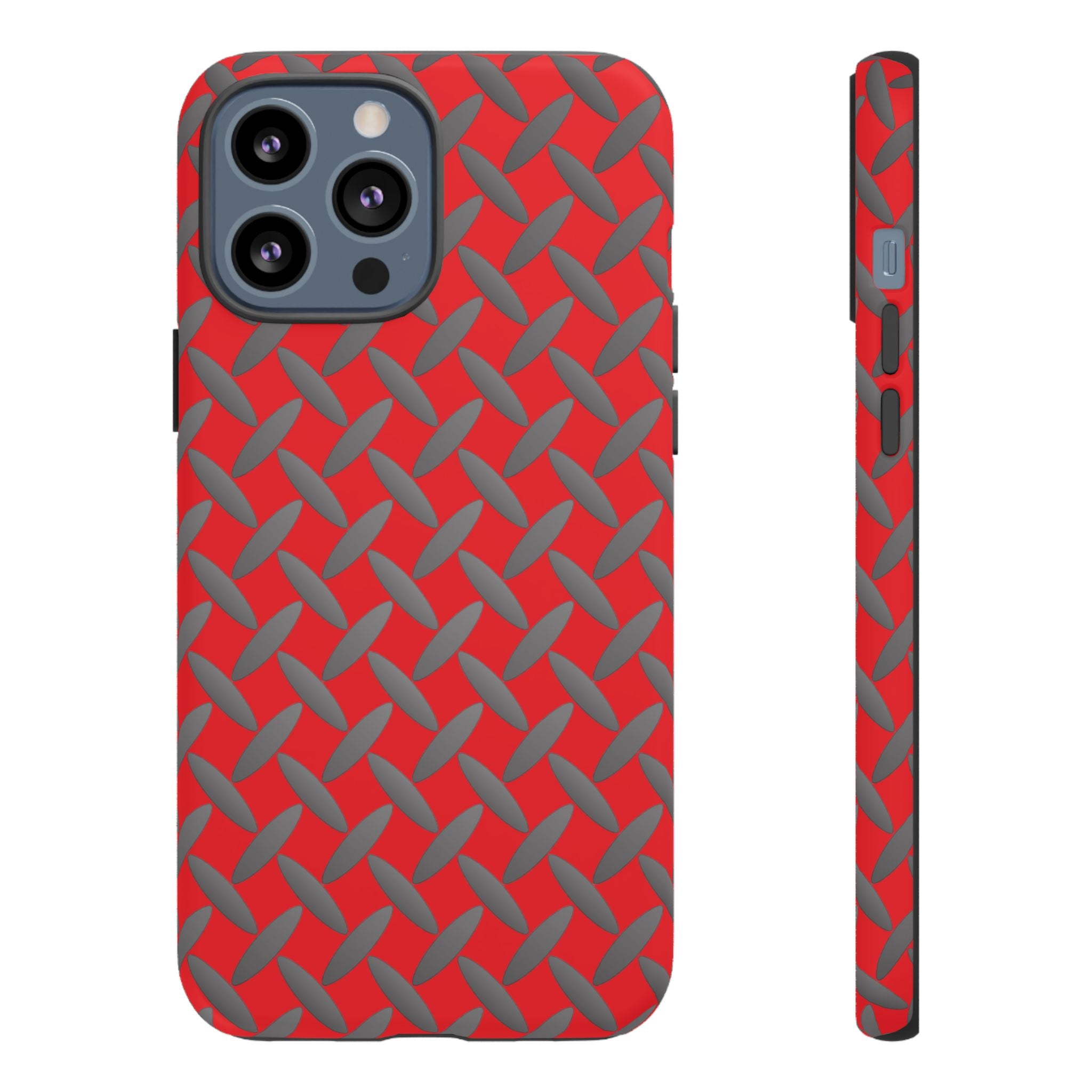 Durable Phone Case Red-iPhones Tough Cases with Stylish Diamond Plate Design