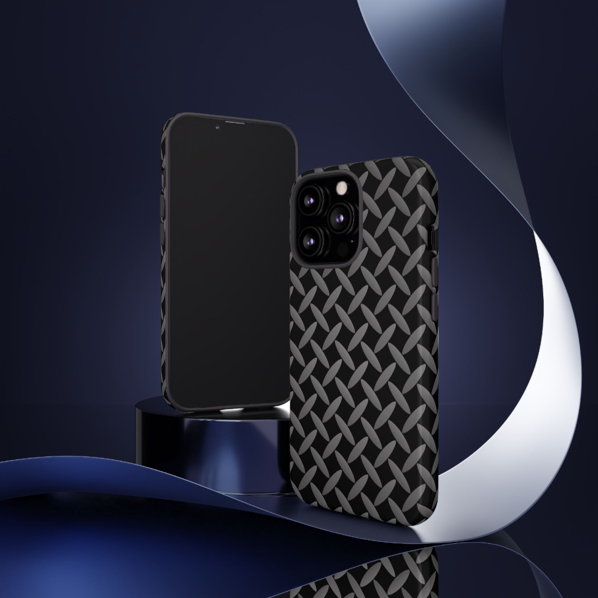 Durable Phone Case Black - Tough Cases with Stylish Diamond Plate Design - iPhones