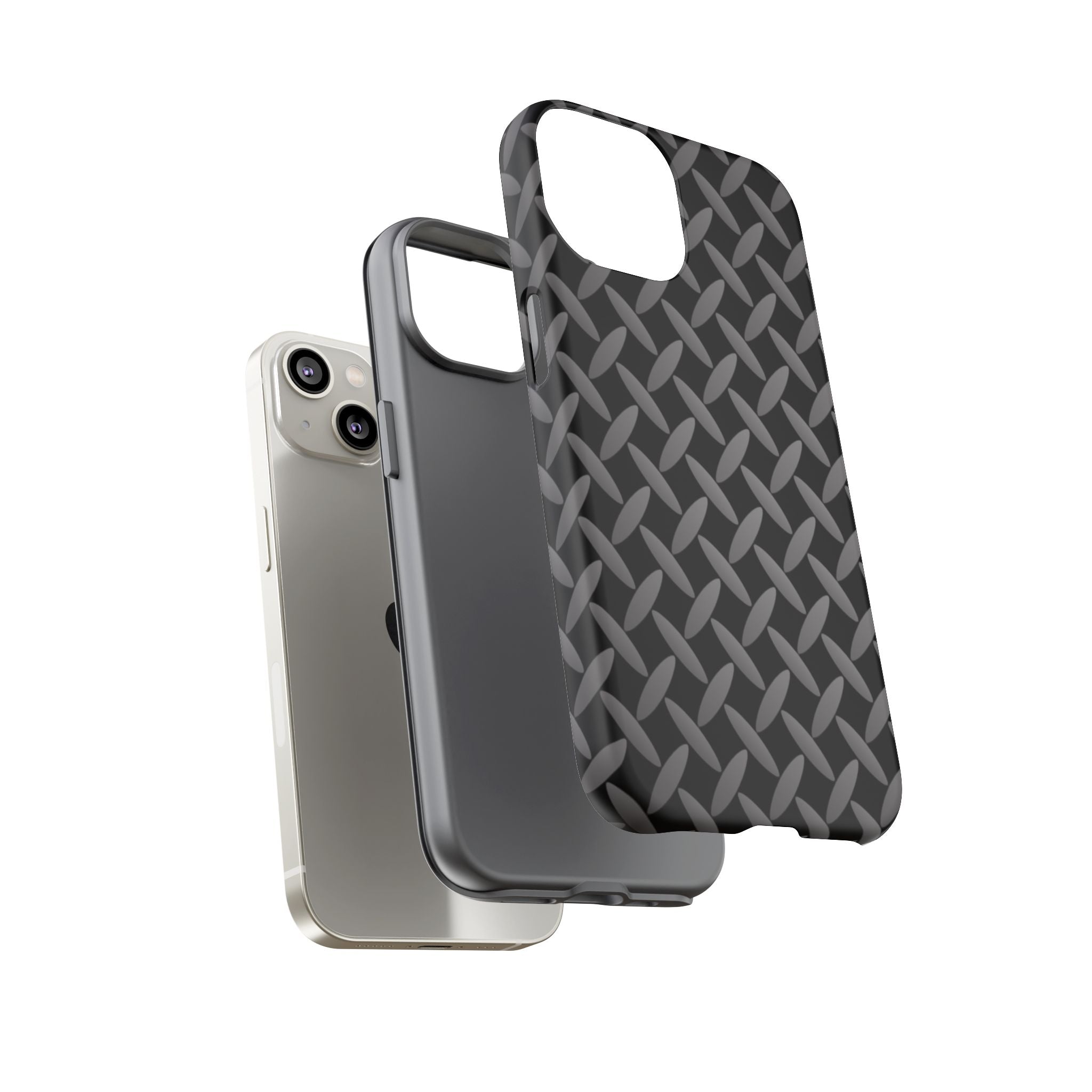 Durable Phone Case Black - Tough Cases with Stylish Diamond Plate Design - iPhones