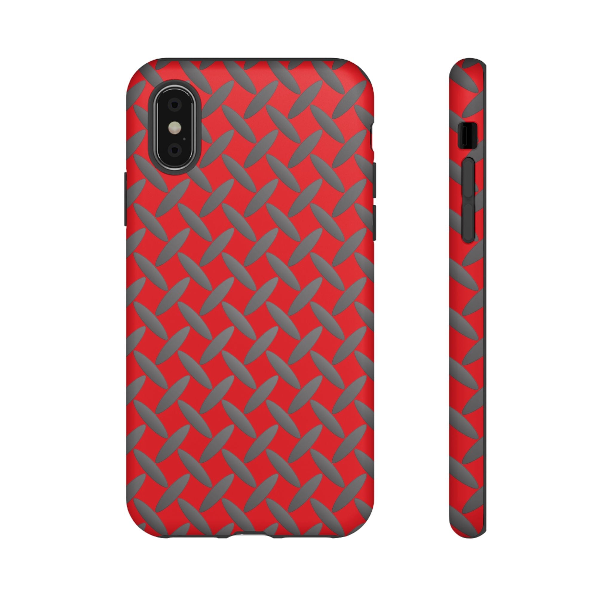 Durable Phone Case Red-iPhones Tough Cases with Stylish Diamond Plate Design