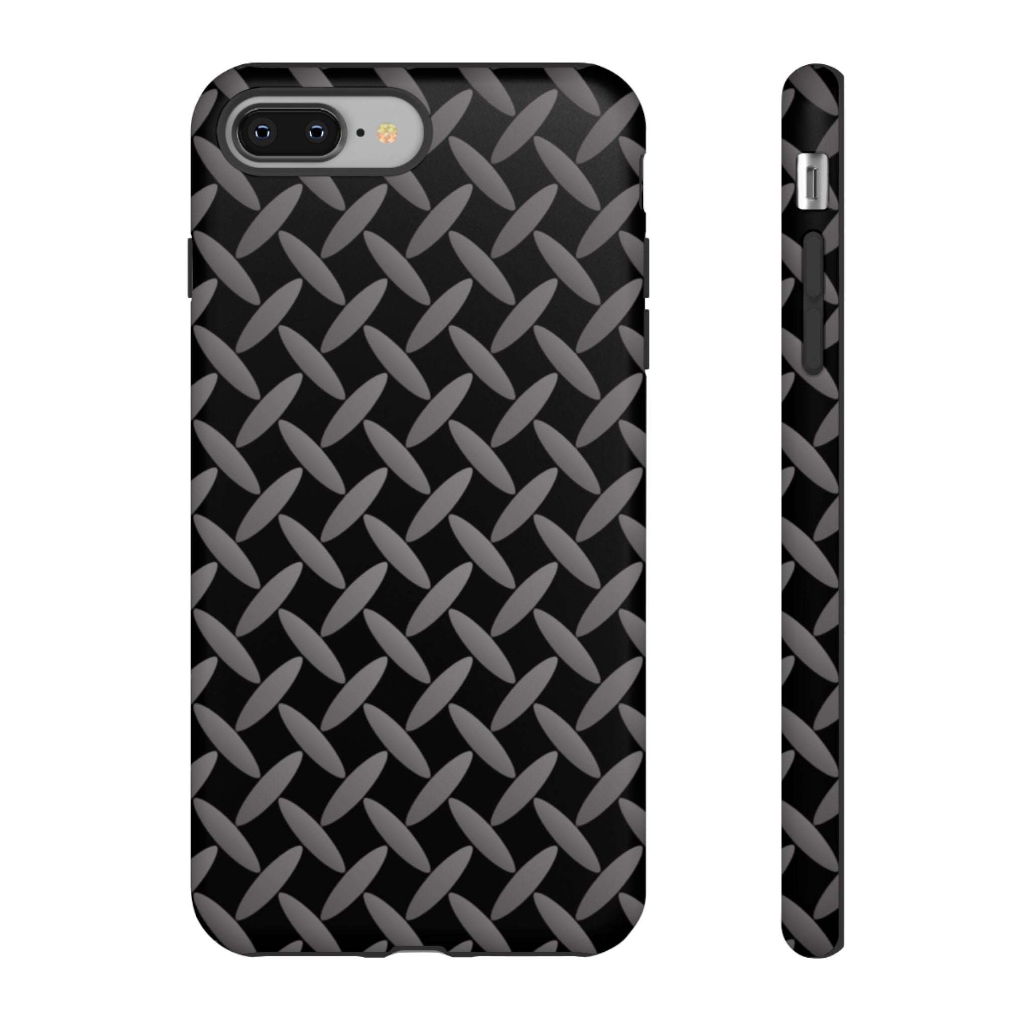 Durable Phone Case Black - Tough Cases with Stylish Diamond Plate Design - iPhones