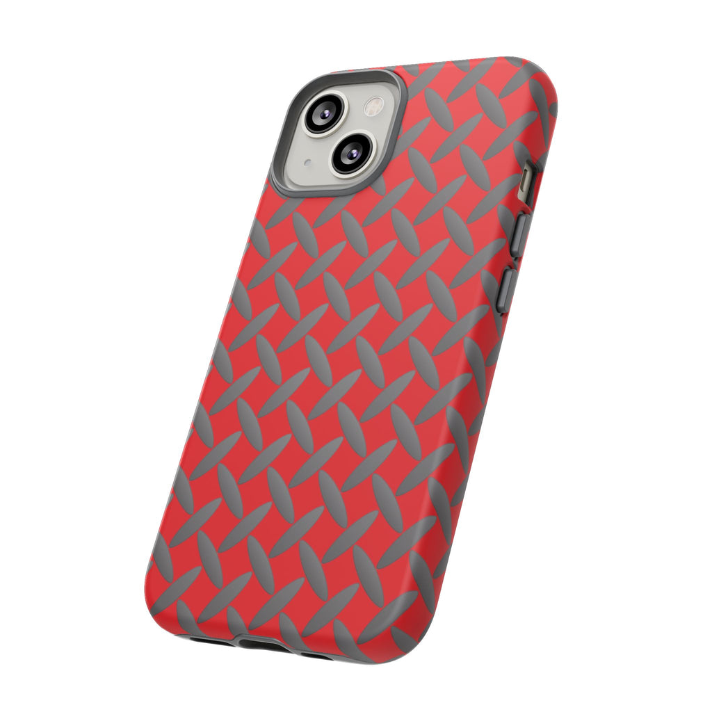 Durable Phone Case Red-iPhones Tough Cases with Stylish Diamond Plate Design