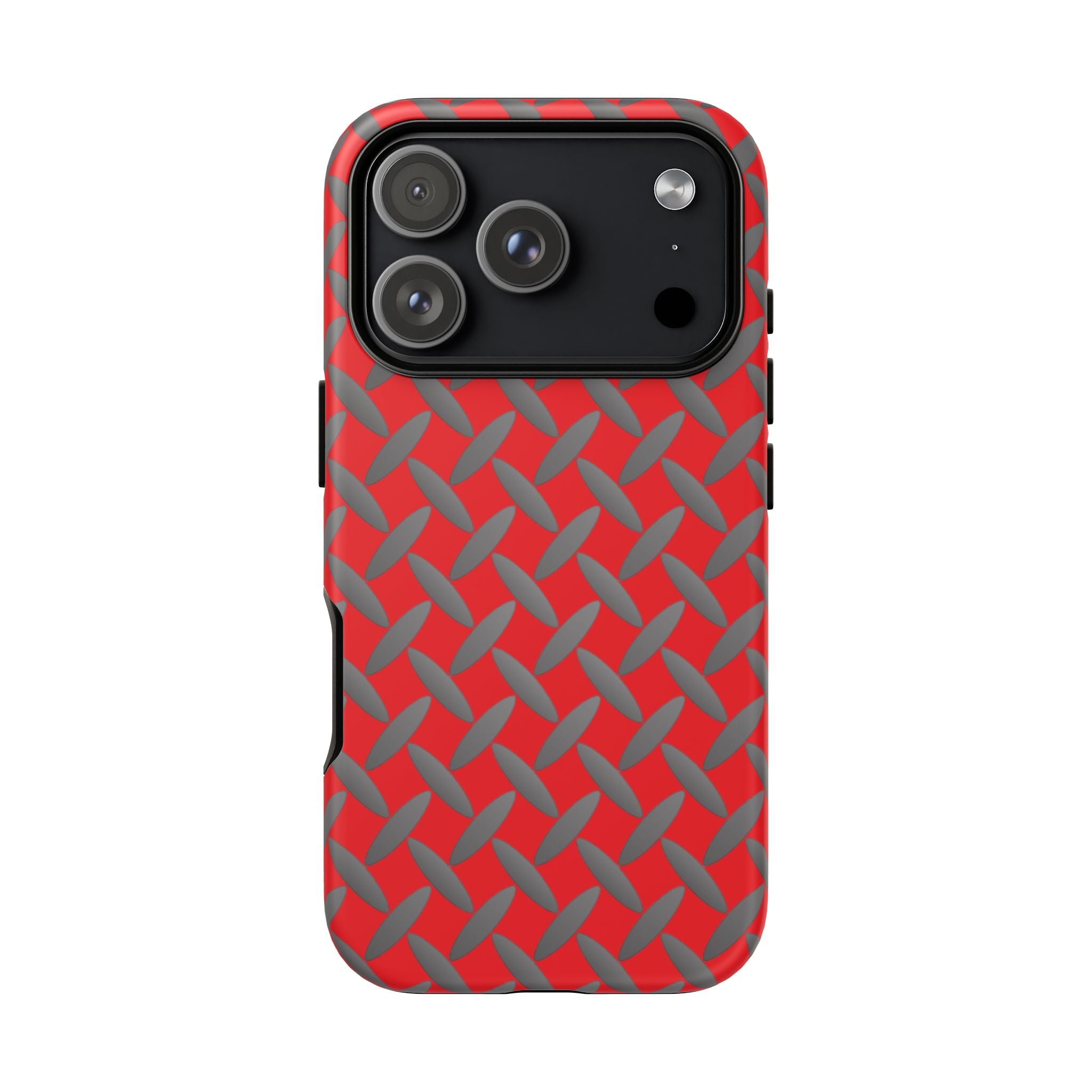 Durable Phone Case Red-iPhones Tough Cases with Stylish Diamond Plate Design