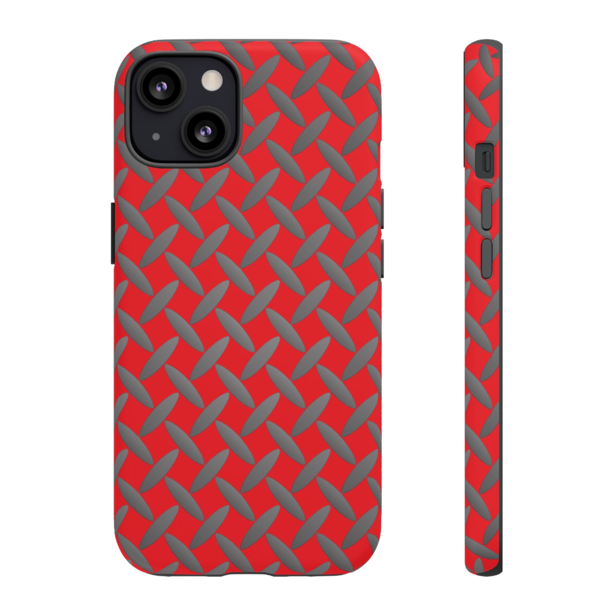 Durable Phone Case Red-iPhones Tough Cases with Stylish Diamond Plate Design