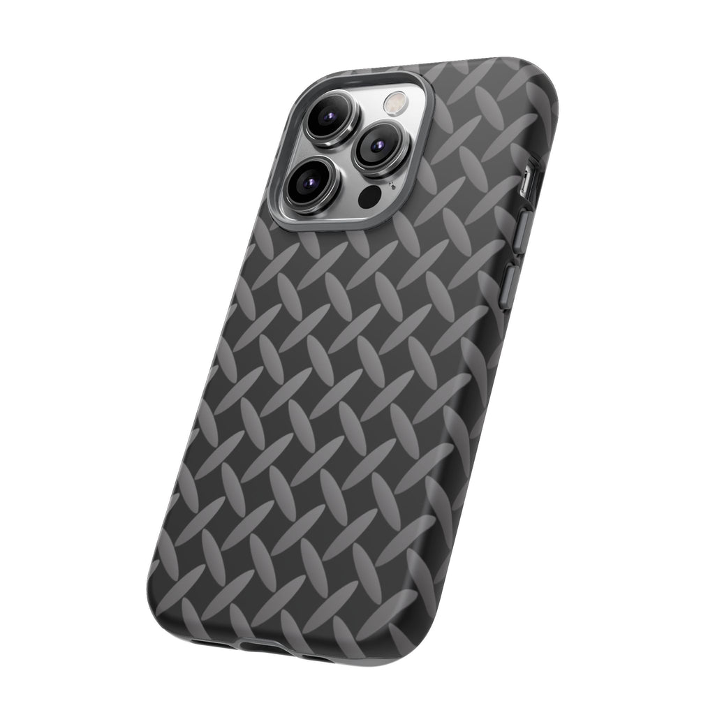 Durable Phone Case Black - Tough Cases with Stylish Diamond Plate Design - iPhones