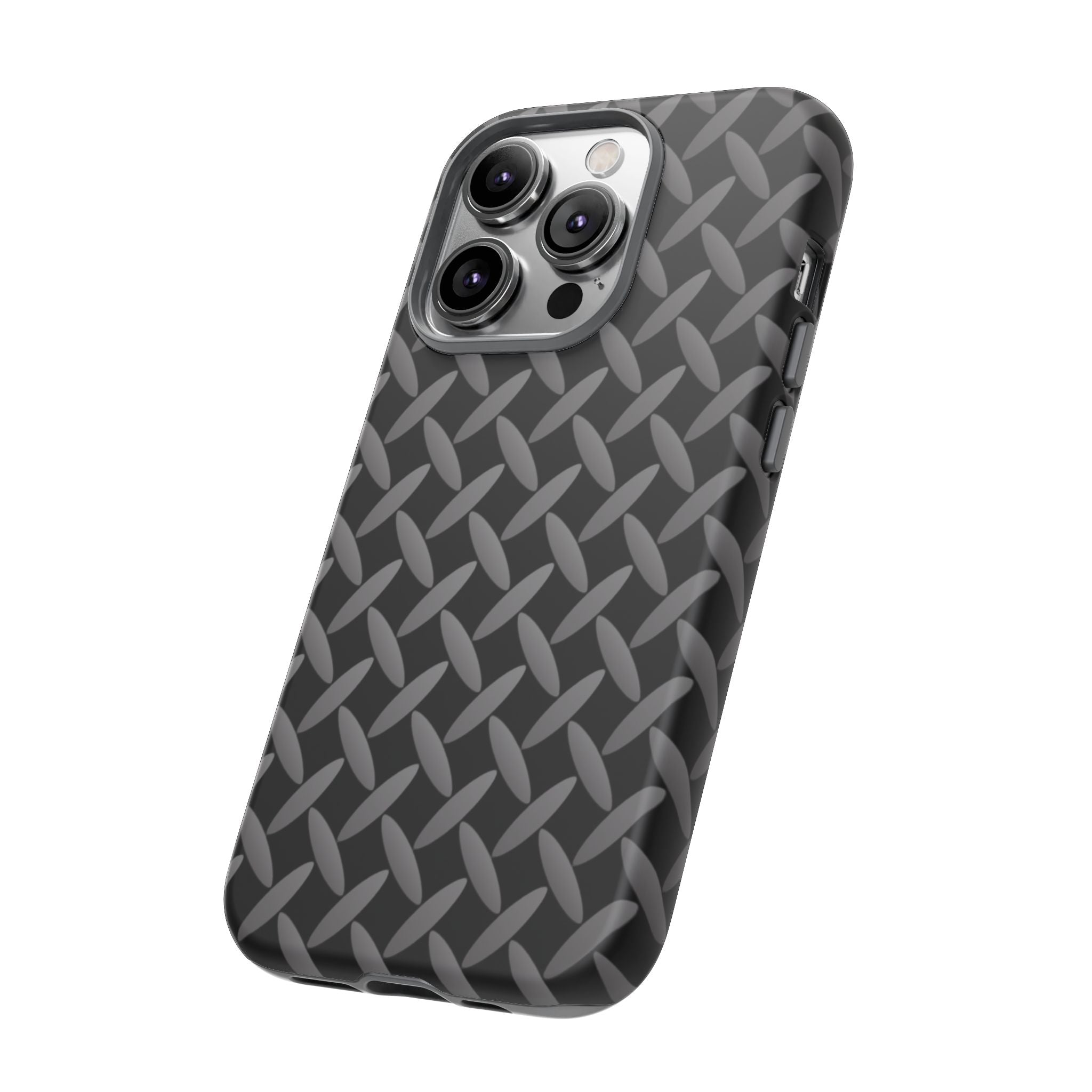 Durable Phone Case Black - Tough Cases with Stylish Diamond Plate Design - iPhones