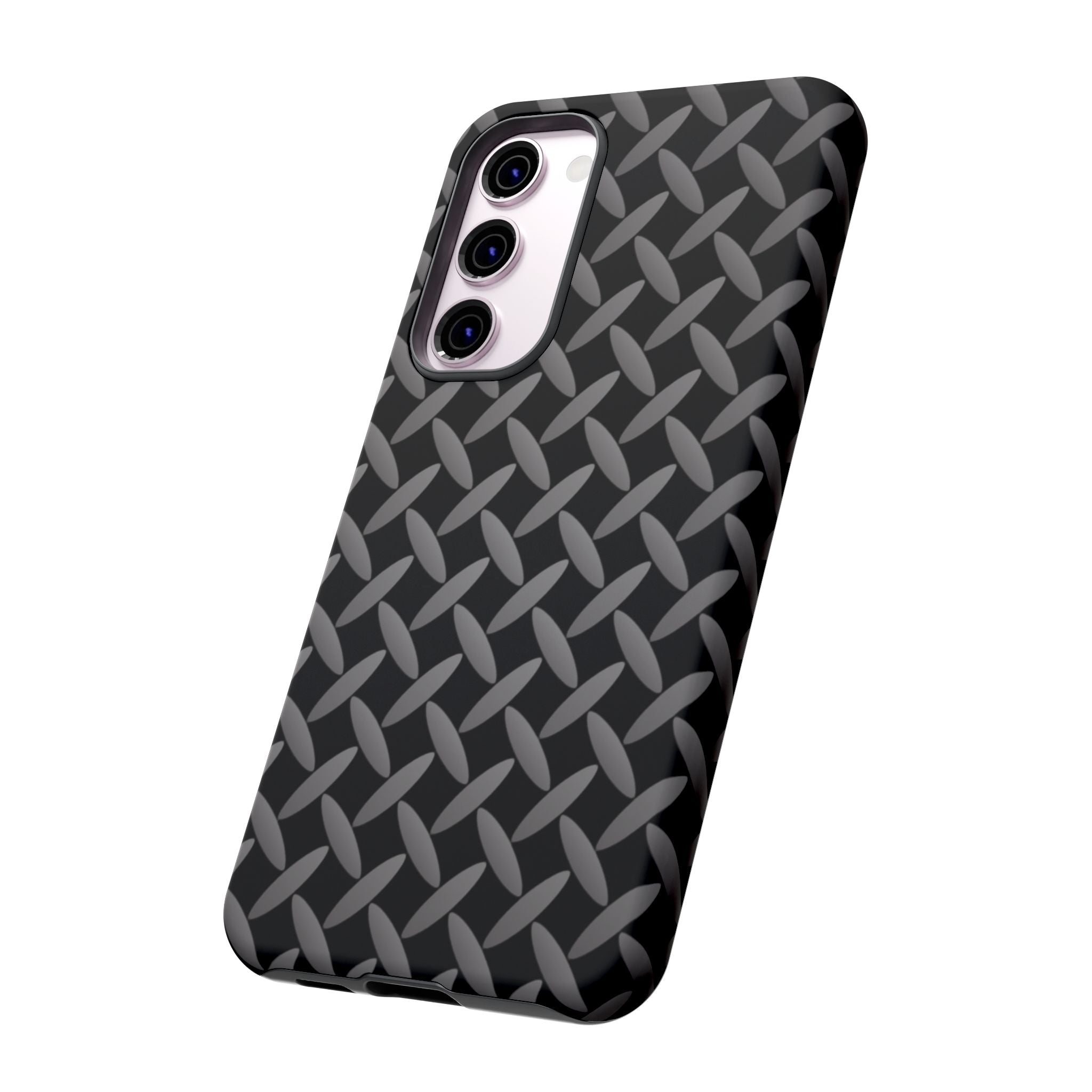 Durable Phone Case Black - Tough Cases with Stylish Diamond Plate Design - Samsung