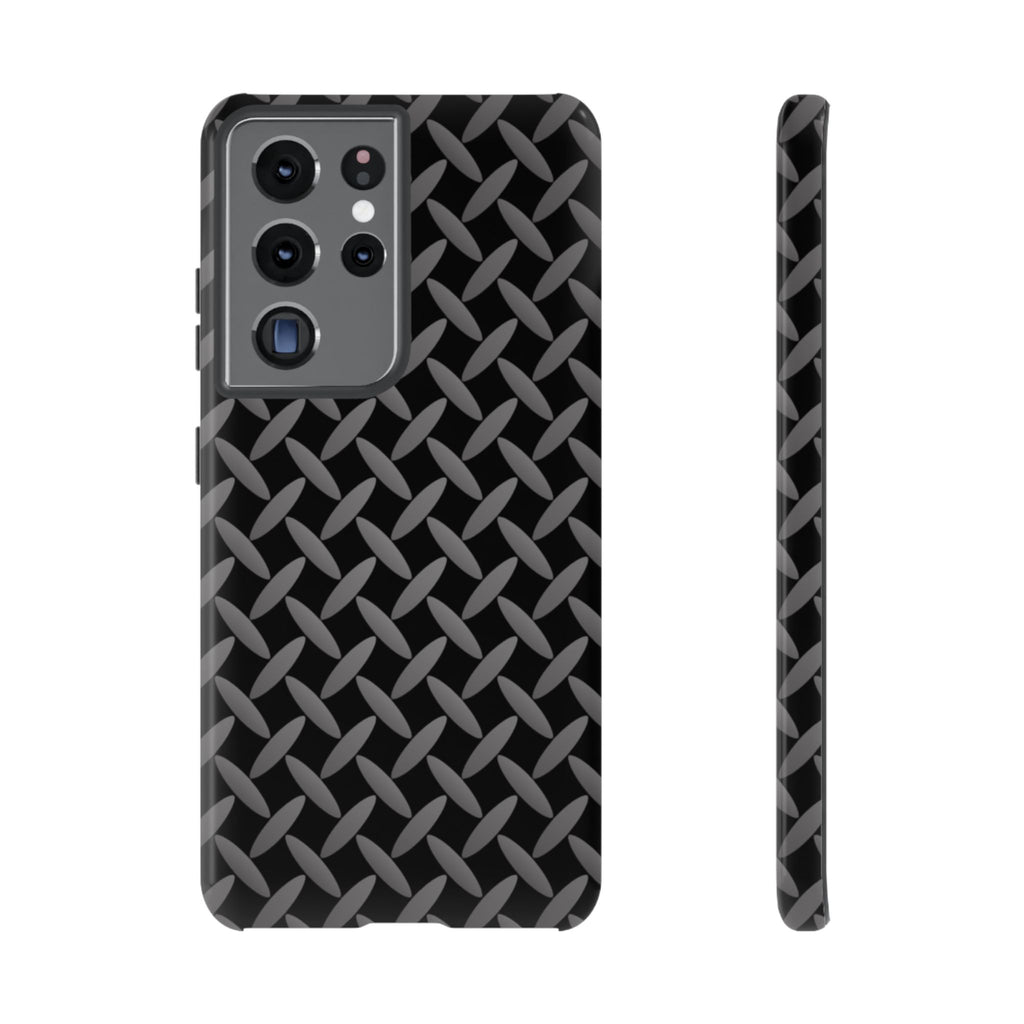 Durable Phone Case Black - Tough Cases with Stylish Diamond Plate Design - Samsung