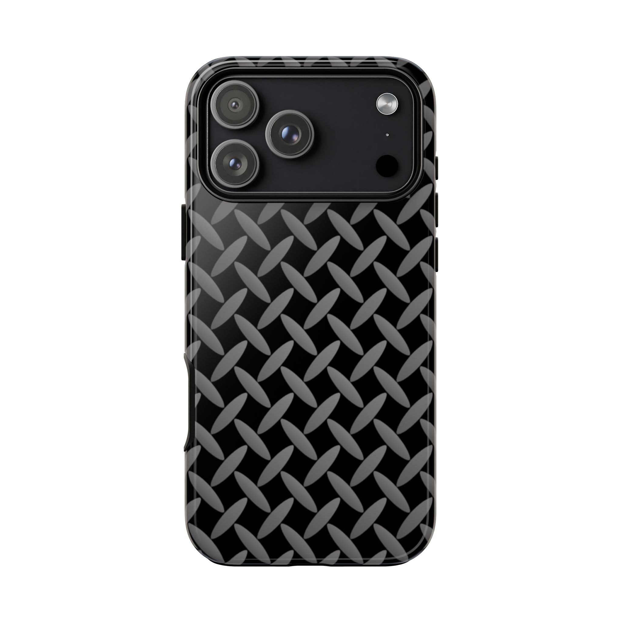 Durable Phone Case Black - Tough Cases with Stylish Diamond Plate Design - iPhones