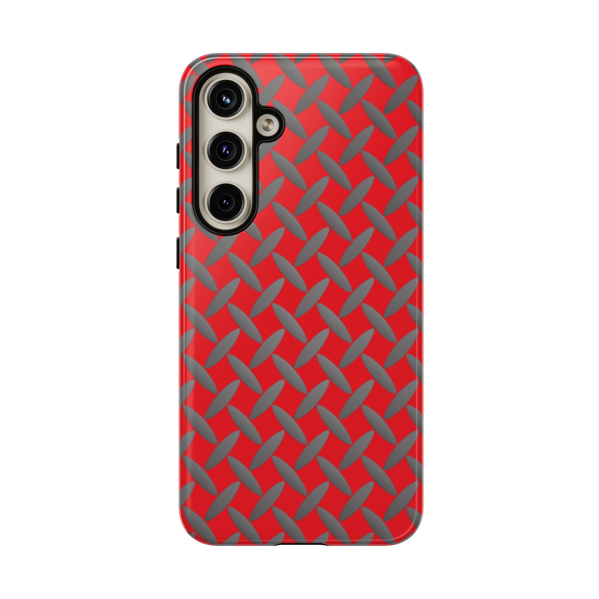 Durable Samsung Phone Case Red - Tough Cases with Stylish Diamond Plate Design