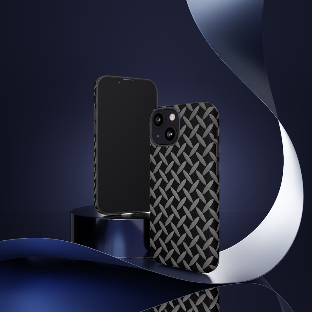 Durable Phone Case Black - Tough Cases with Stylish Diamond Plate Design - iPhones