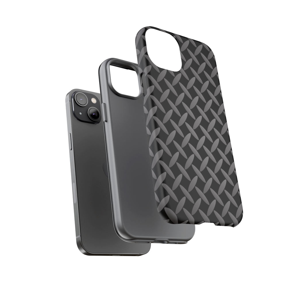 Durable Phone Case Black - Tough Cases with Stylish Diamond Plate Design - iPhones