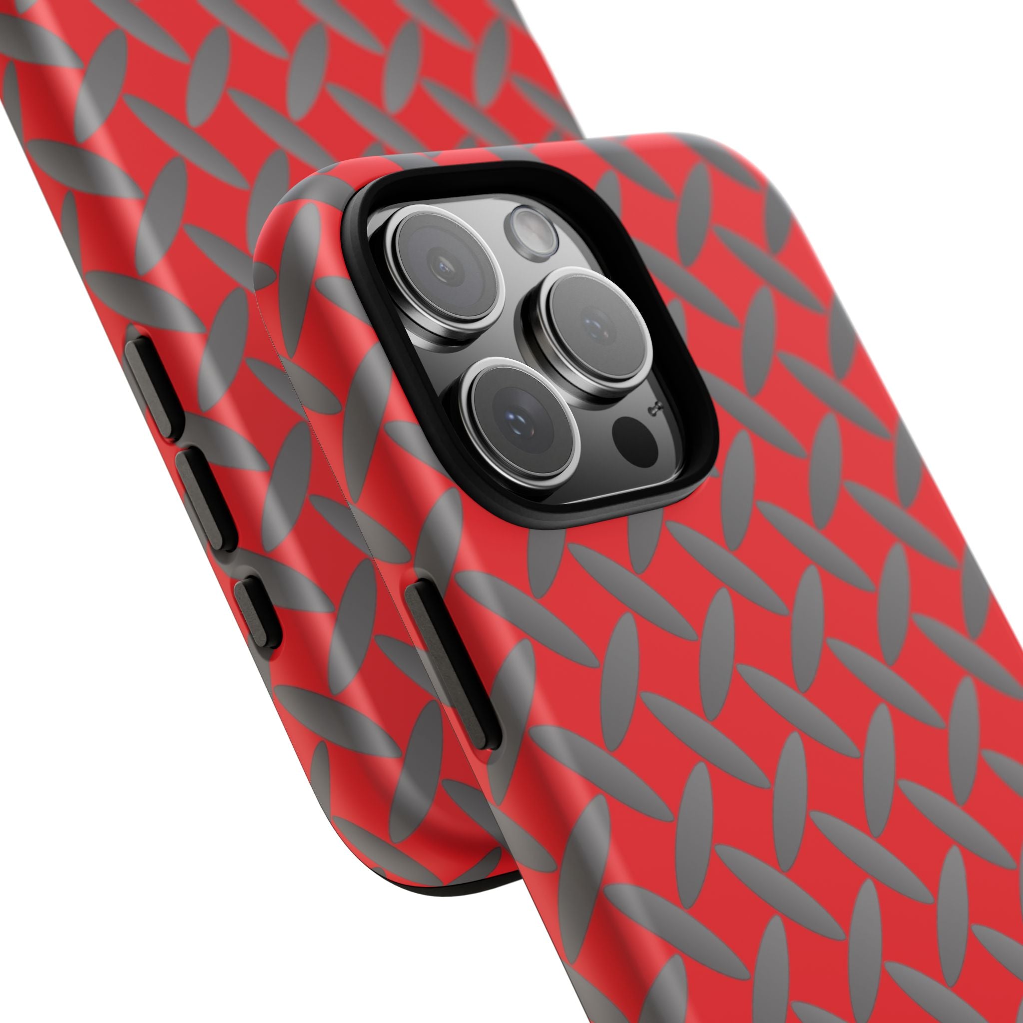 Durable Phone Case Red-iPhones Tough Cases with Stylish Diamond Plate Design