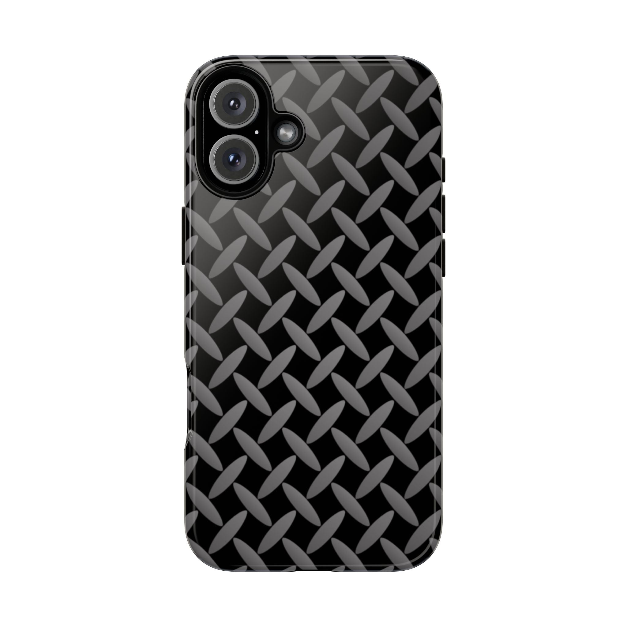 Durable Phone Case Black - Tough Cases with Stylish Diamond Plate Design - iPhones