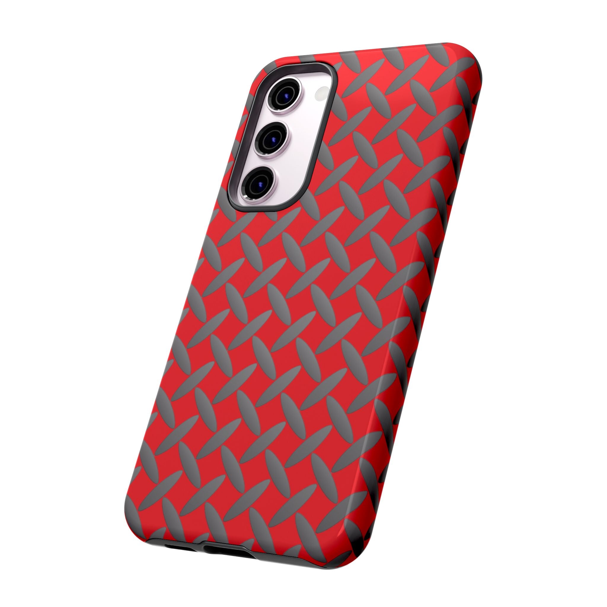 Durable Samsung Phone Case Red - Tough Cases with Stylish Diamond Plate Design
