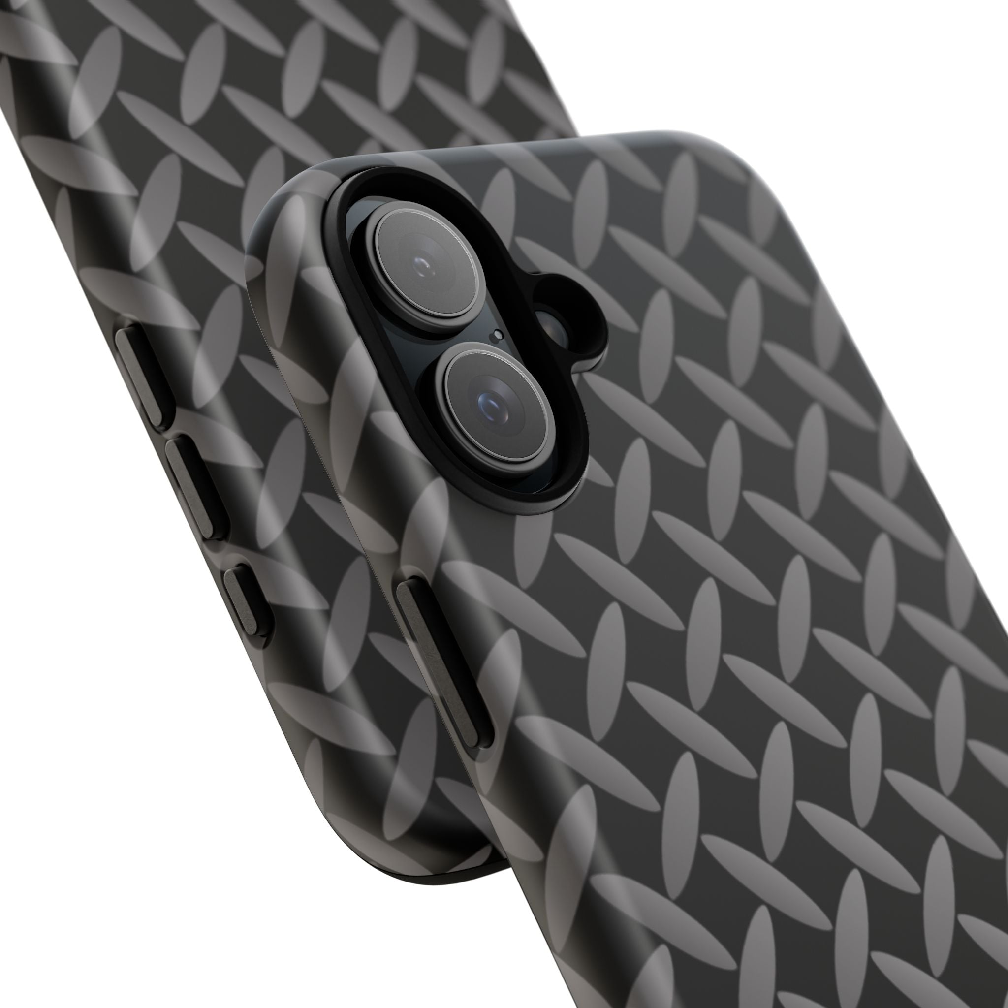 Durable Phone Case Black - Tough Cases with Stylish Diamond Plate Design - iPhones