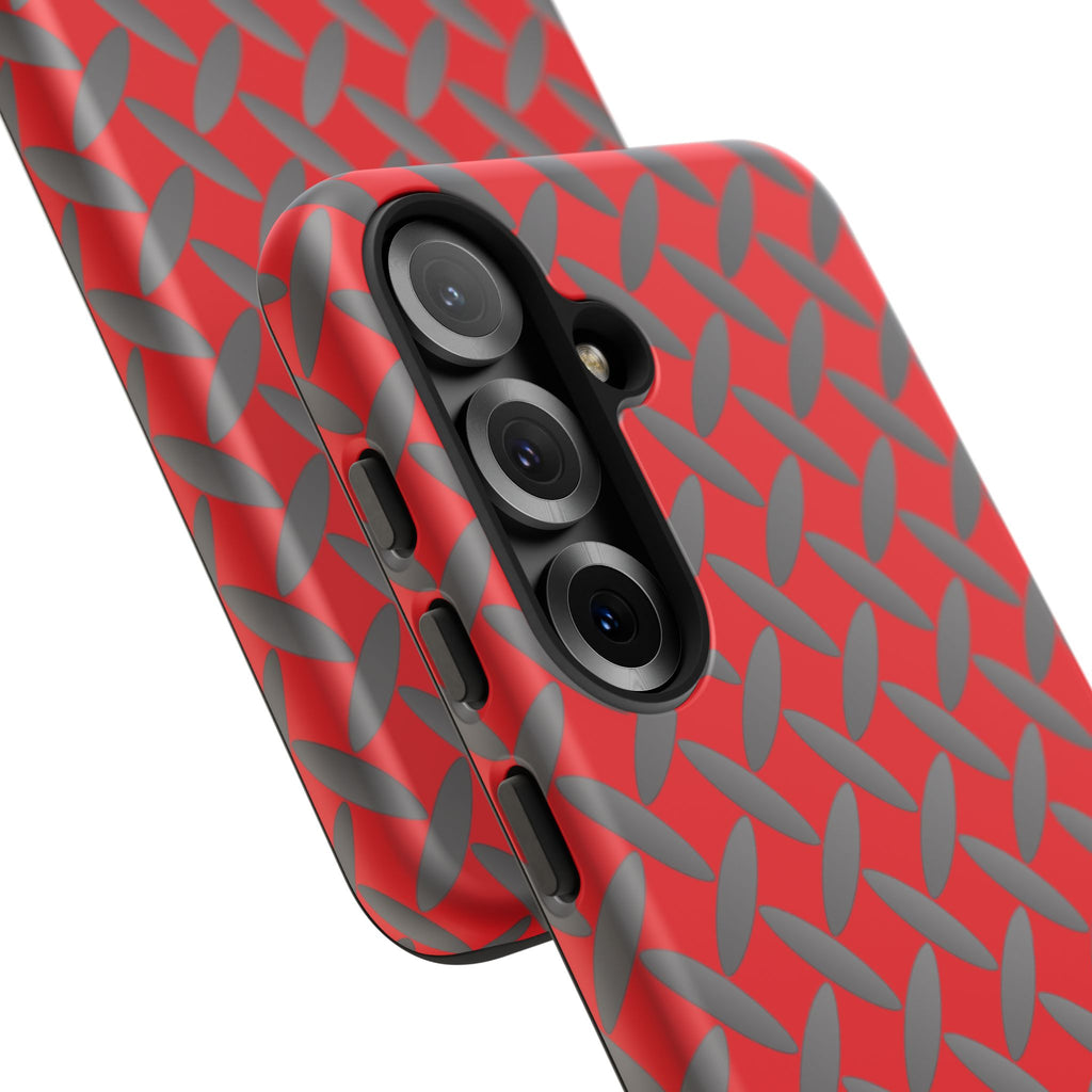 Durable Samsung Phone Case Red - Tough Cases with Stylish Diamond Plate Design