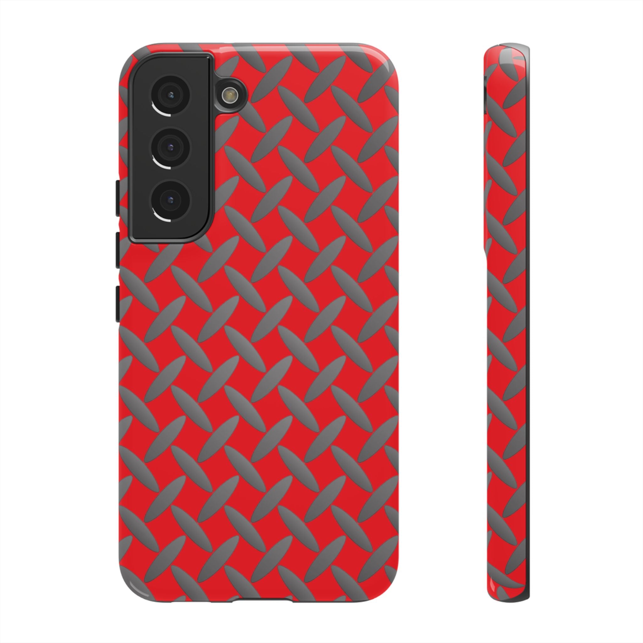 Durable Samsung Phone Case Red - Tough Cases with Stylish Diamond Plate Design