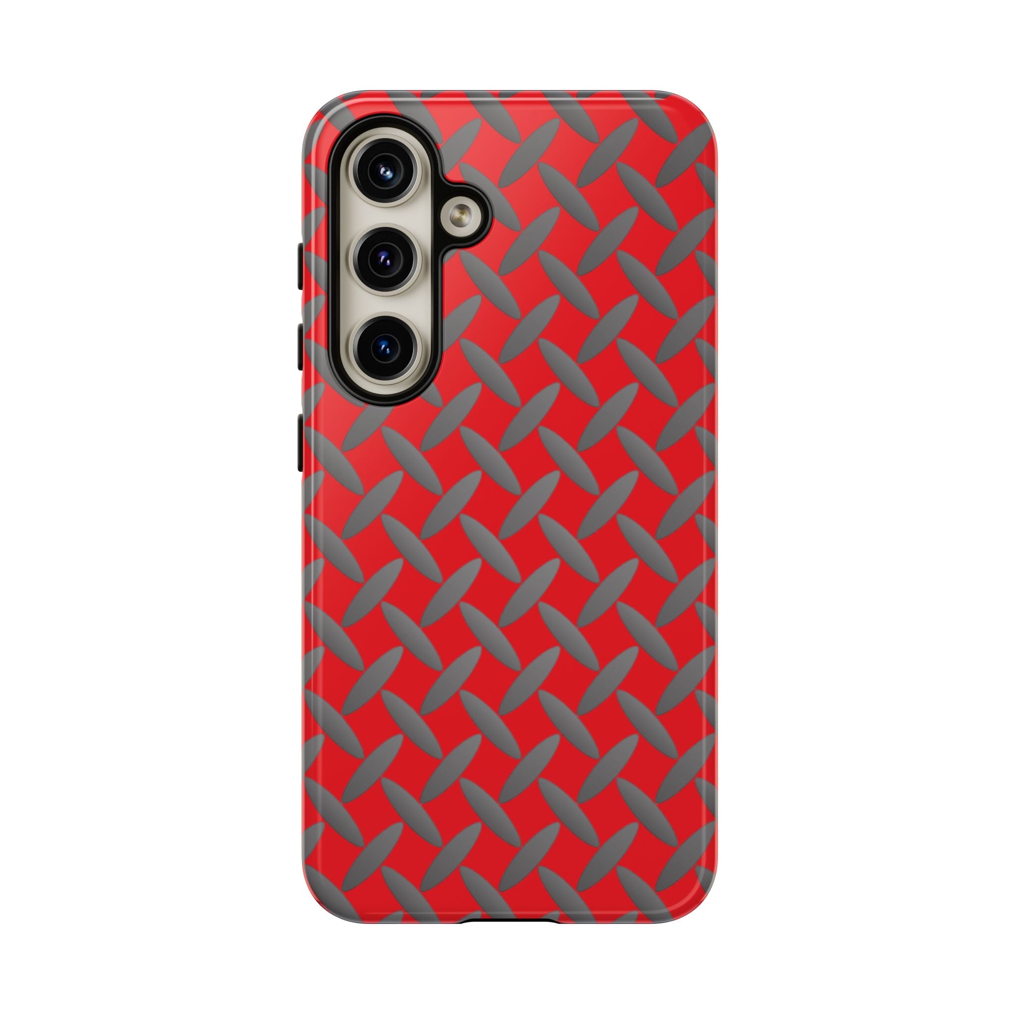 Durable Samsung Phone Case Red - Tough Cases with Stylish Diamond Plate Design