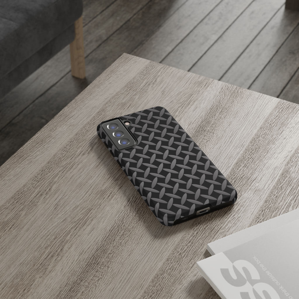 Durable Phone Case Black - Tough Cases with Stylish Diamond Plate Design - Samsung