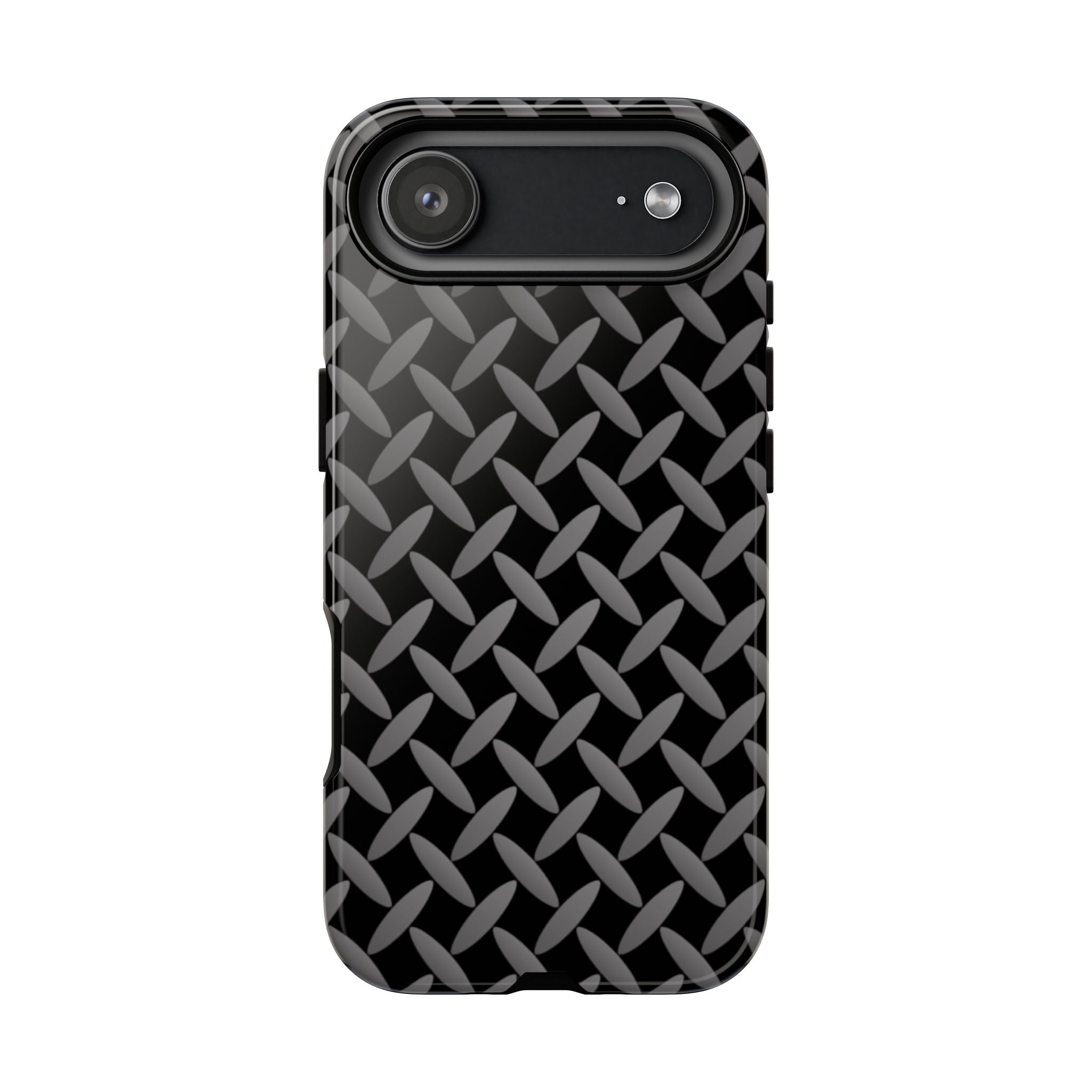 Durable Phone Case Black - Tough Cases with Stylish Diamond Plate Design - iPhones