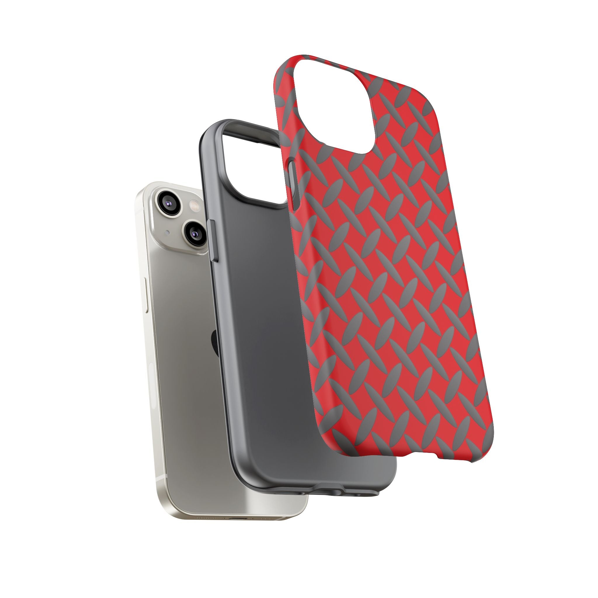 Durable Phone Case Red-iPhones Tough Cases with Stylish Diamond Plate Design