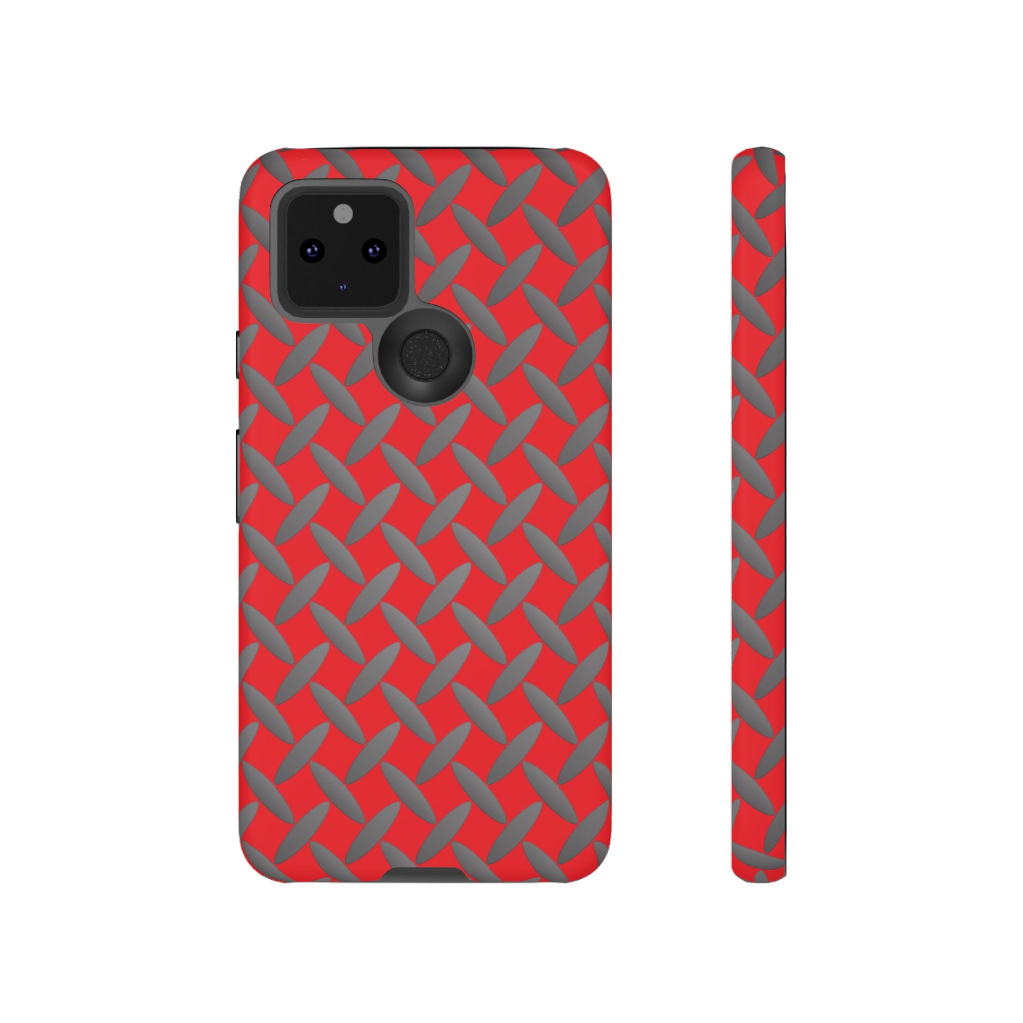 Durable Google Phones Phone Case Red - Tough Cases with Stylish Diamond Plate Design