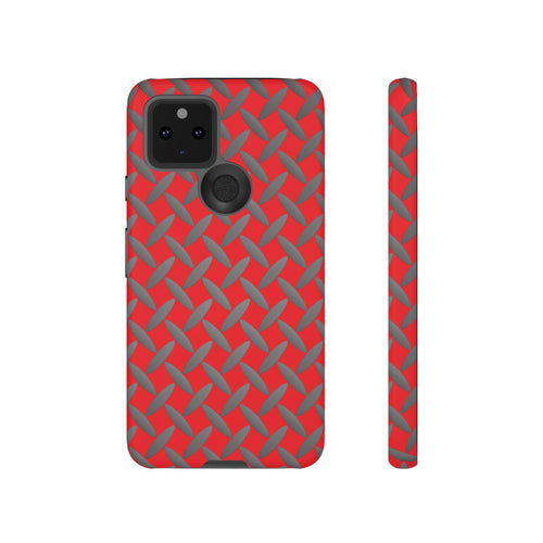 Durable Google Phones Phone Case Red - Tough Cases with Stylish Diamond Plate Design