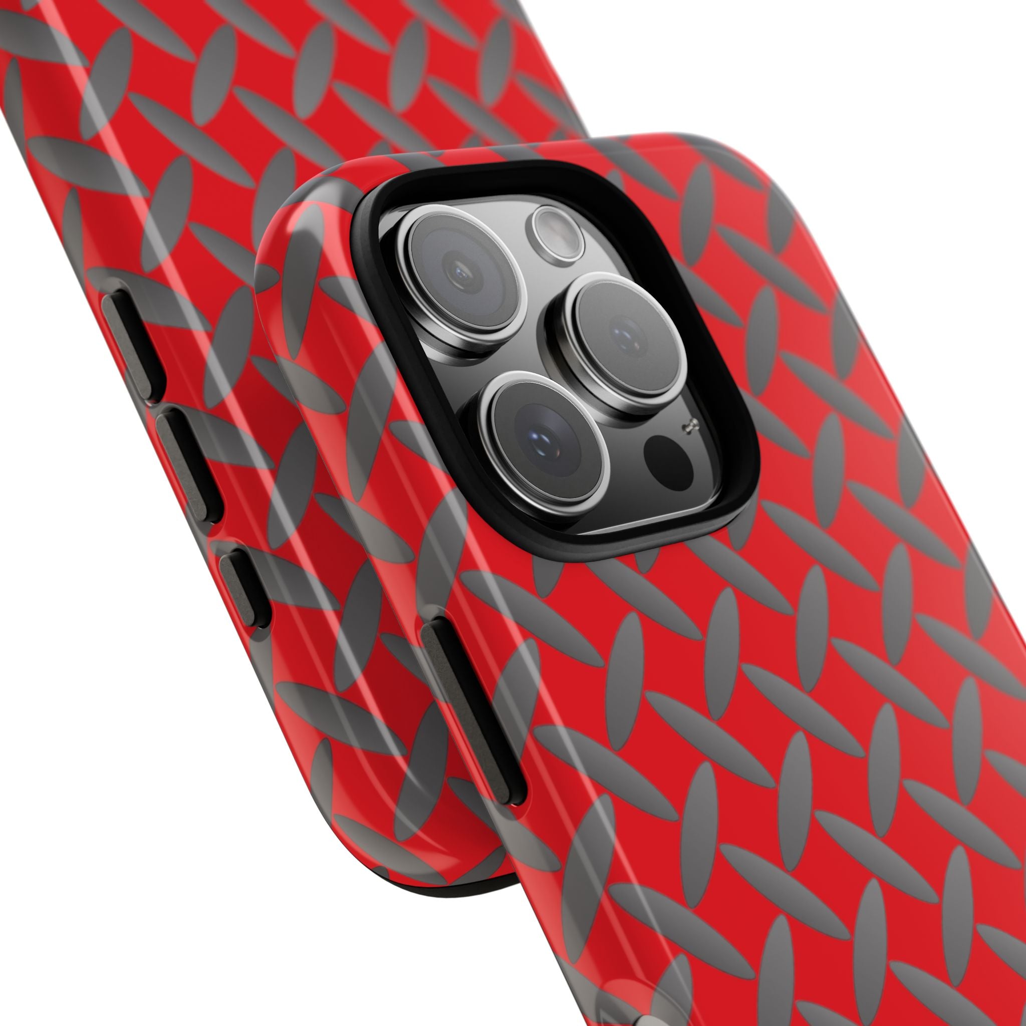 Durable Phone Case Red-iPhones Tough Cases with Stylish Diamond Plate Design