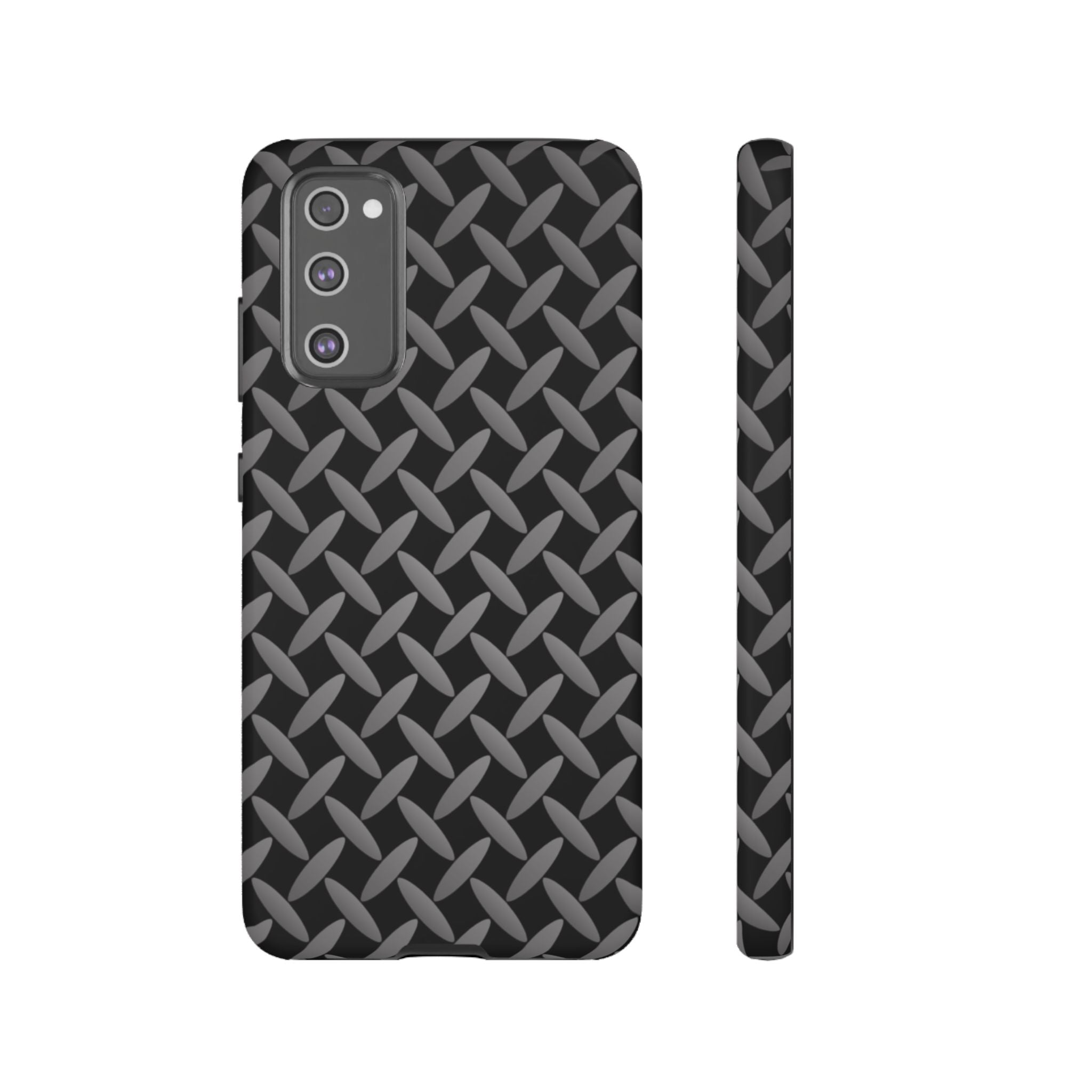 Durable Phone Case Black - Tough Cases with Stylish Diamond Plate Design - Samsung