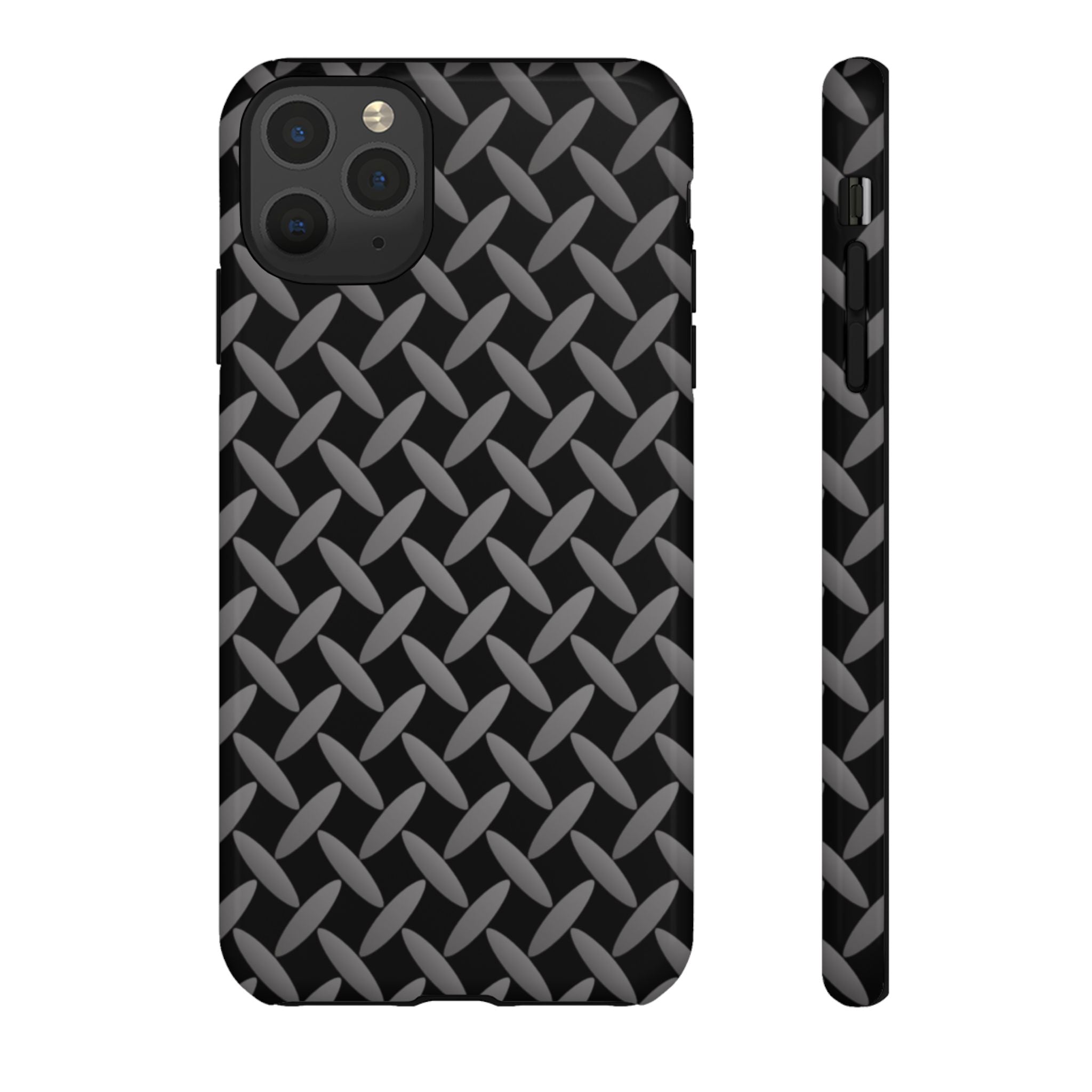 Durable Phone Case Black - Tough Cases with Stylish Diamond Plate Design - iPhones
