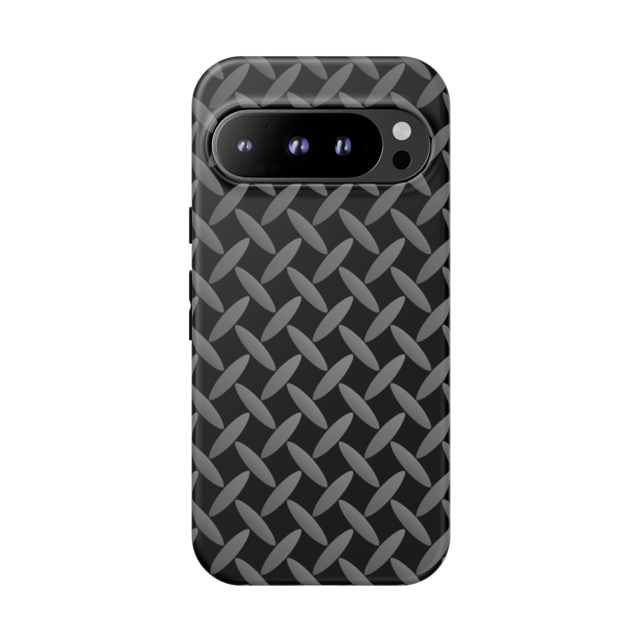Durable Phone Case Black - Tough Cases with Stylish Diamond Plate Design - Google Phones