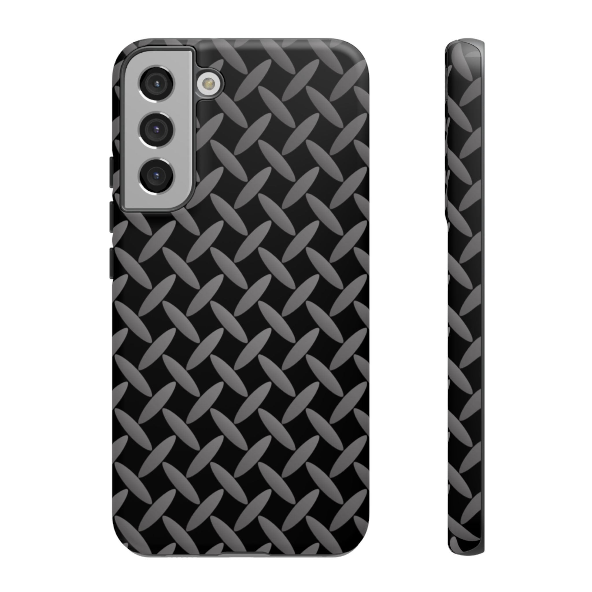 Durable Phone Case Black - Tough Cases with Stylish Diamond Plate Design - Samsung