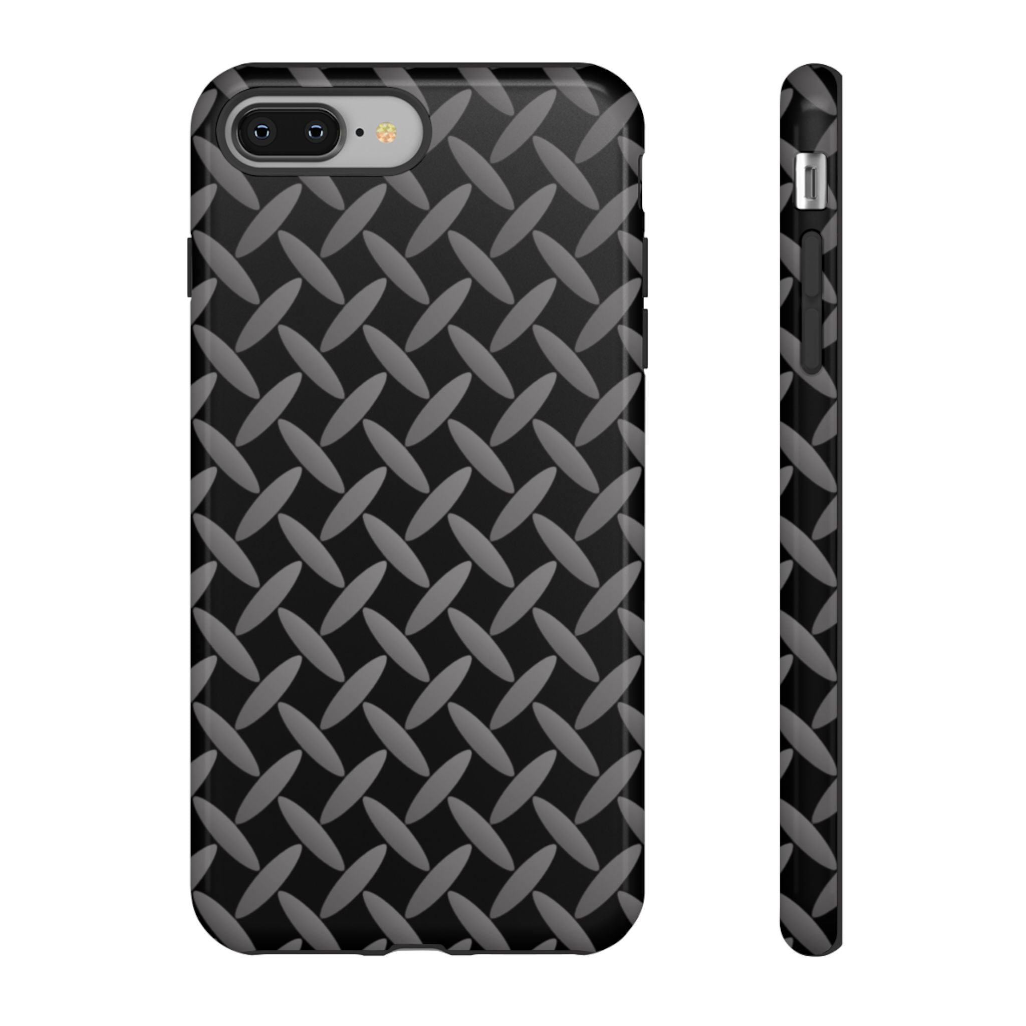 Durable Phone Case Black - Tough Cases with Stylish Diamond Plate Design - iPhones