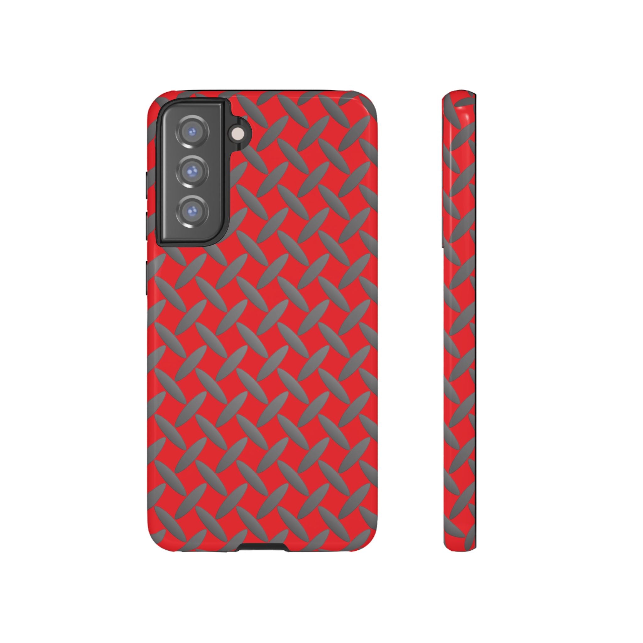 Durable Samsung Phone Case Red - Tough Cases with Stylish Diamond Plate Design