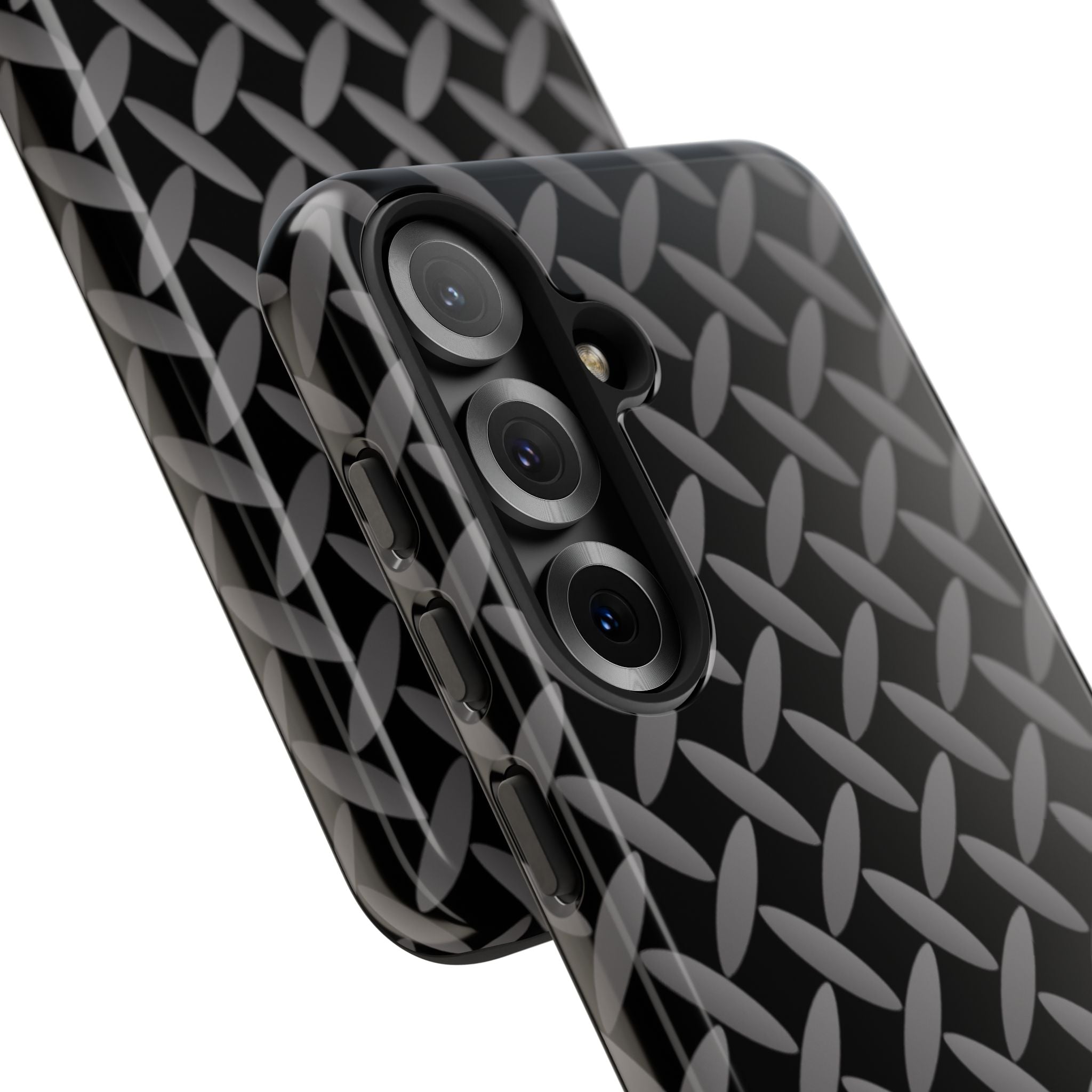 Durable Phone Case Black - Tough Cases with Stylish Diamond Plate Design - Samsung