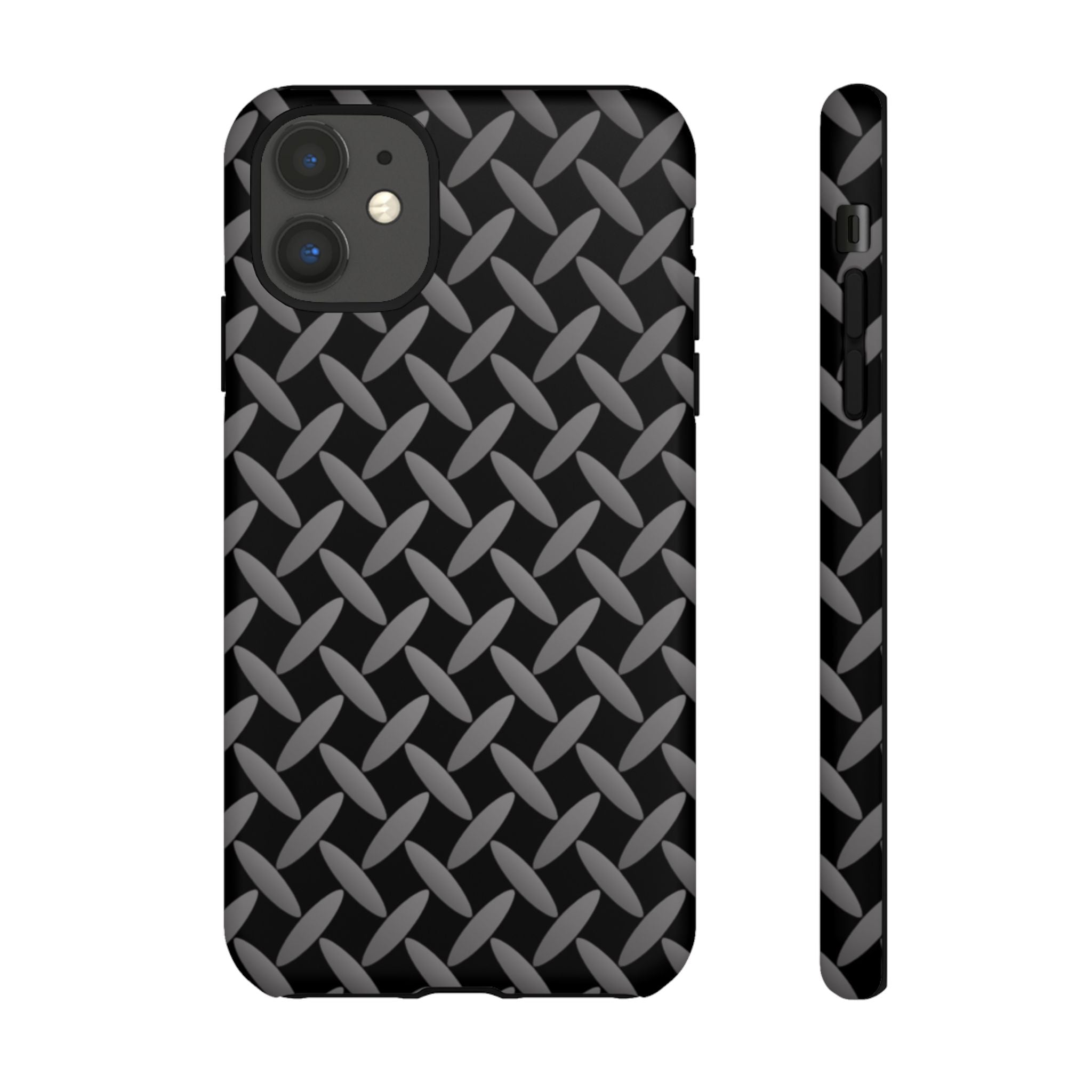 Durable Phone Case Black - Tough Cases with Stylish Diamond Plate Design - iPhones