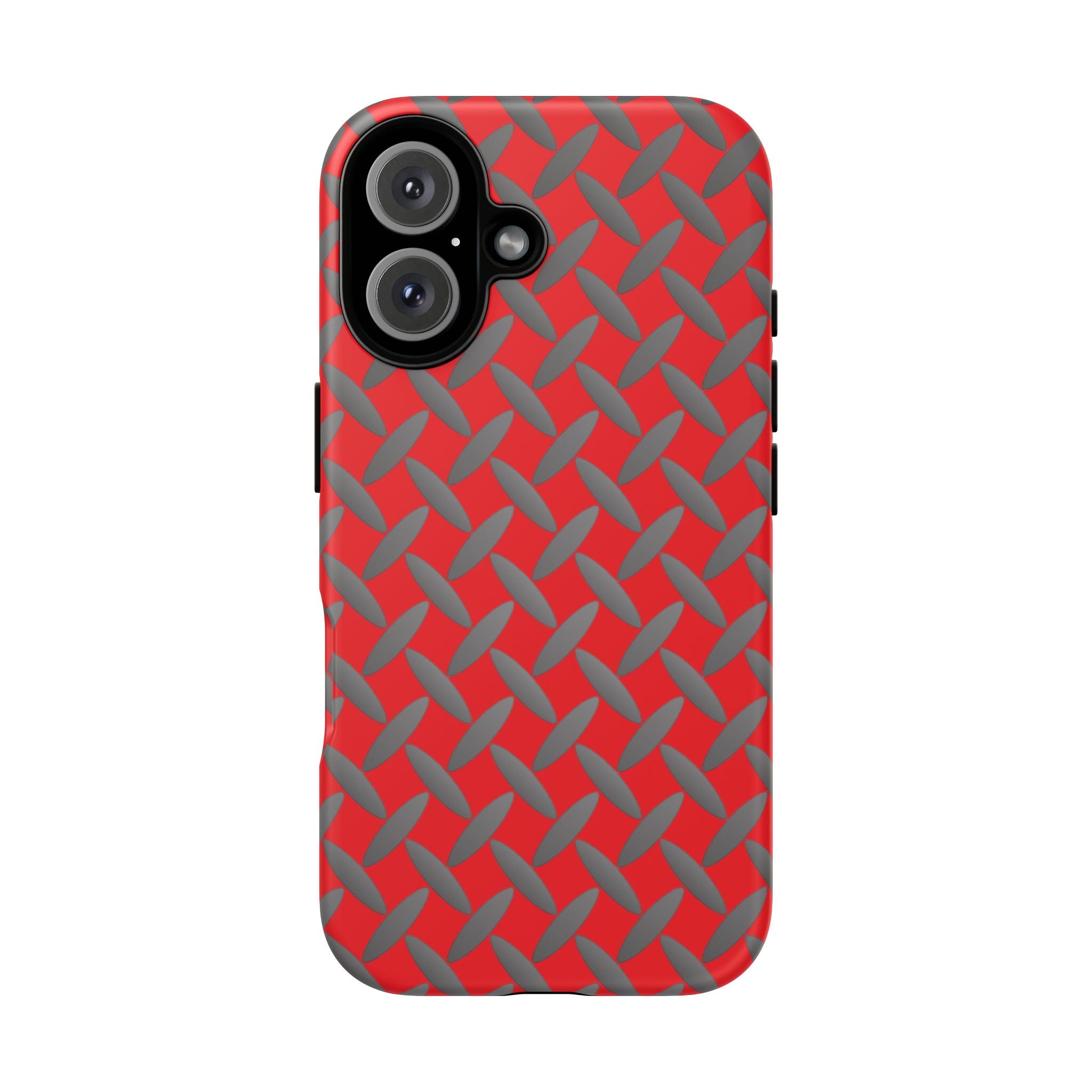 Durable Phone Case Red-iPhones Tough Cases with Stylish Diamond Plate Design
