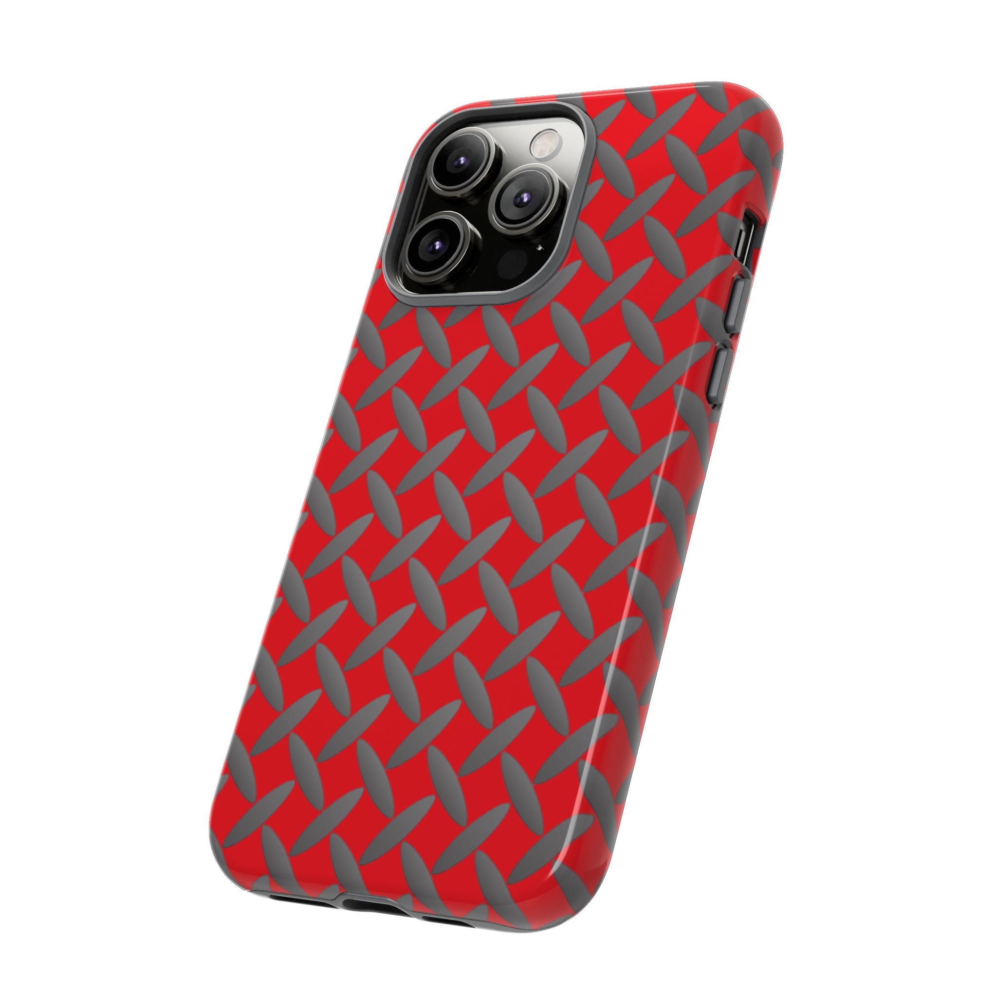 Durable Phone Case Red-iPhones Tough Cases with Stylish Diamond Plate Design