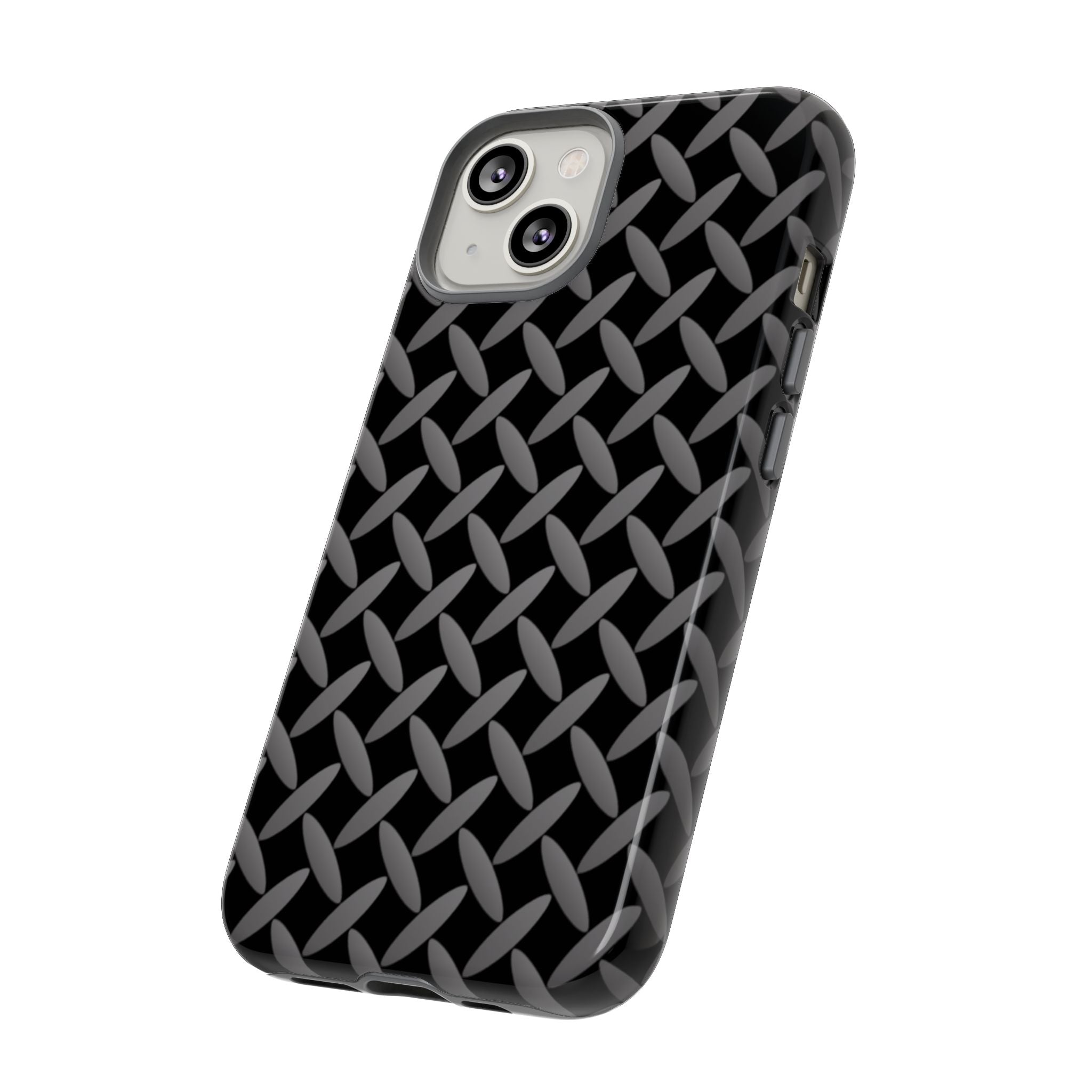 Durable Phone Case Black - Tough Cases with Stylish Diamond Plate Design - iPhones