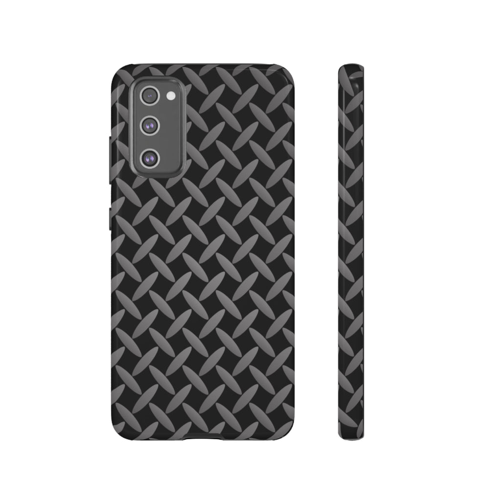 Durable Phone Case Black - Tough Cases with Stylish Diamond Plate Design - Samsung