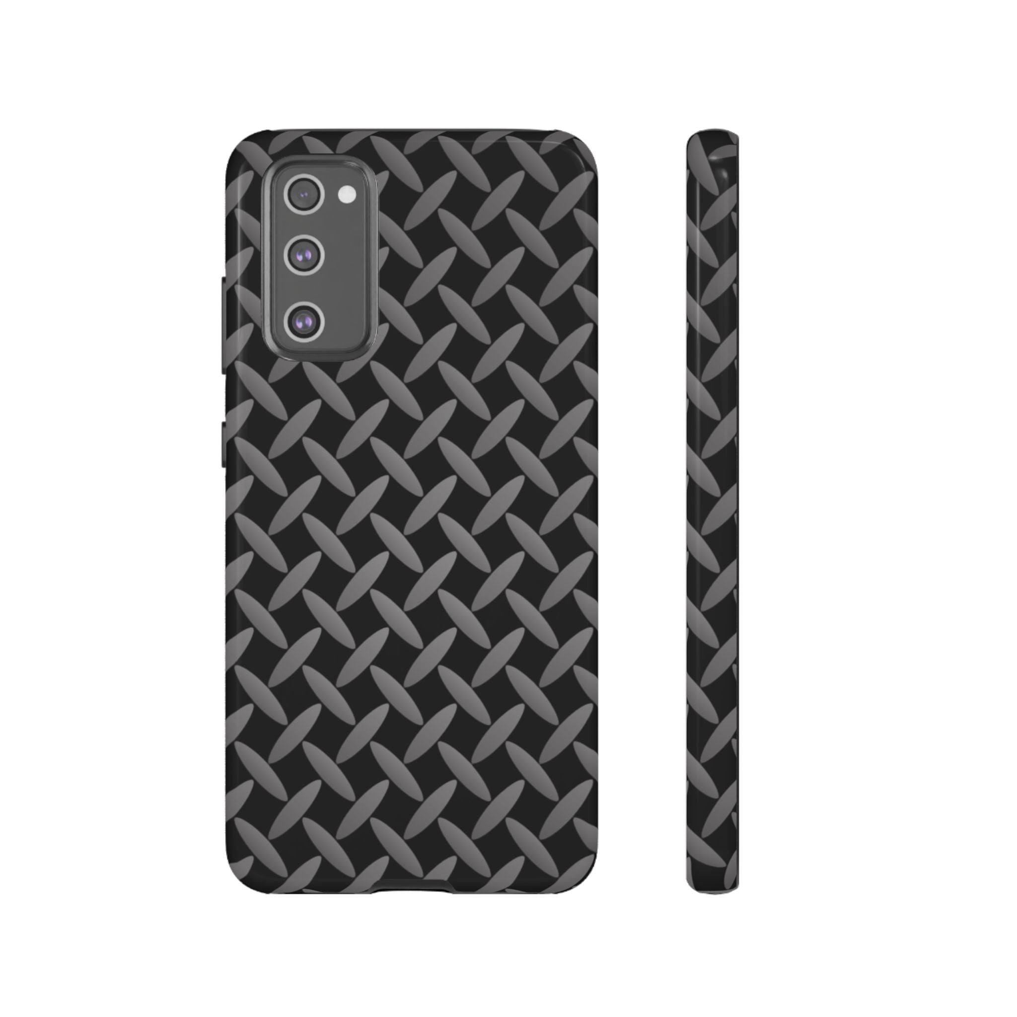 Durable Phone Case Black - Tough Cases with Stylish Diamond Plate Design - Samsung
