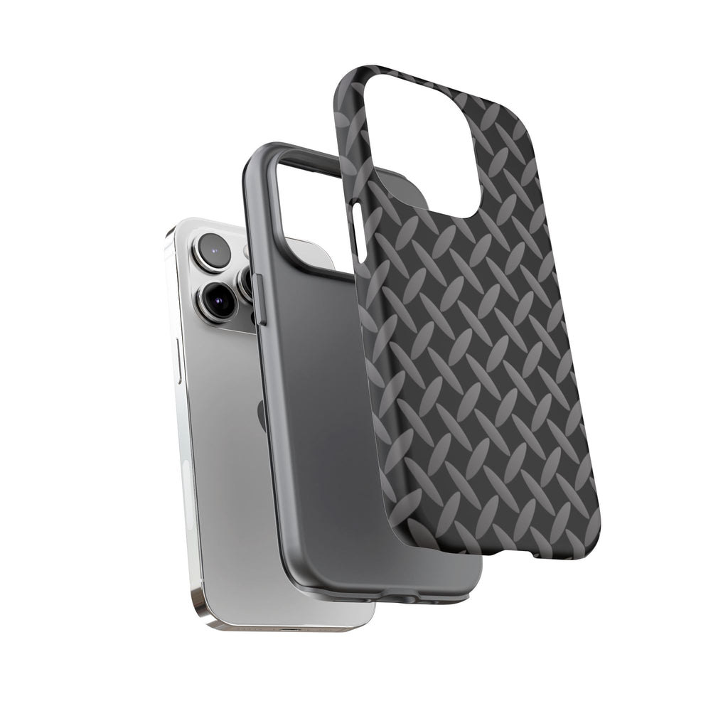 Durable Phone Case Black - Tough Cases with Stylish Diamond Plate Design - iPhones
