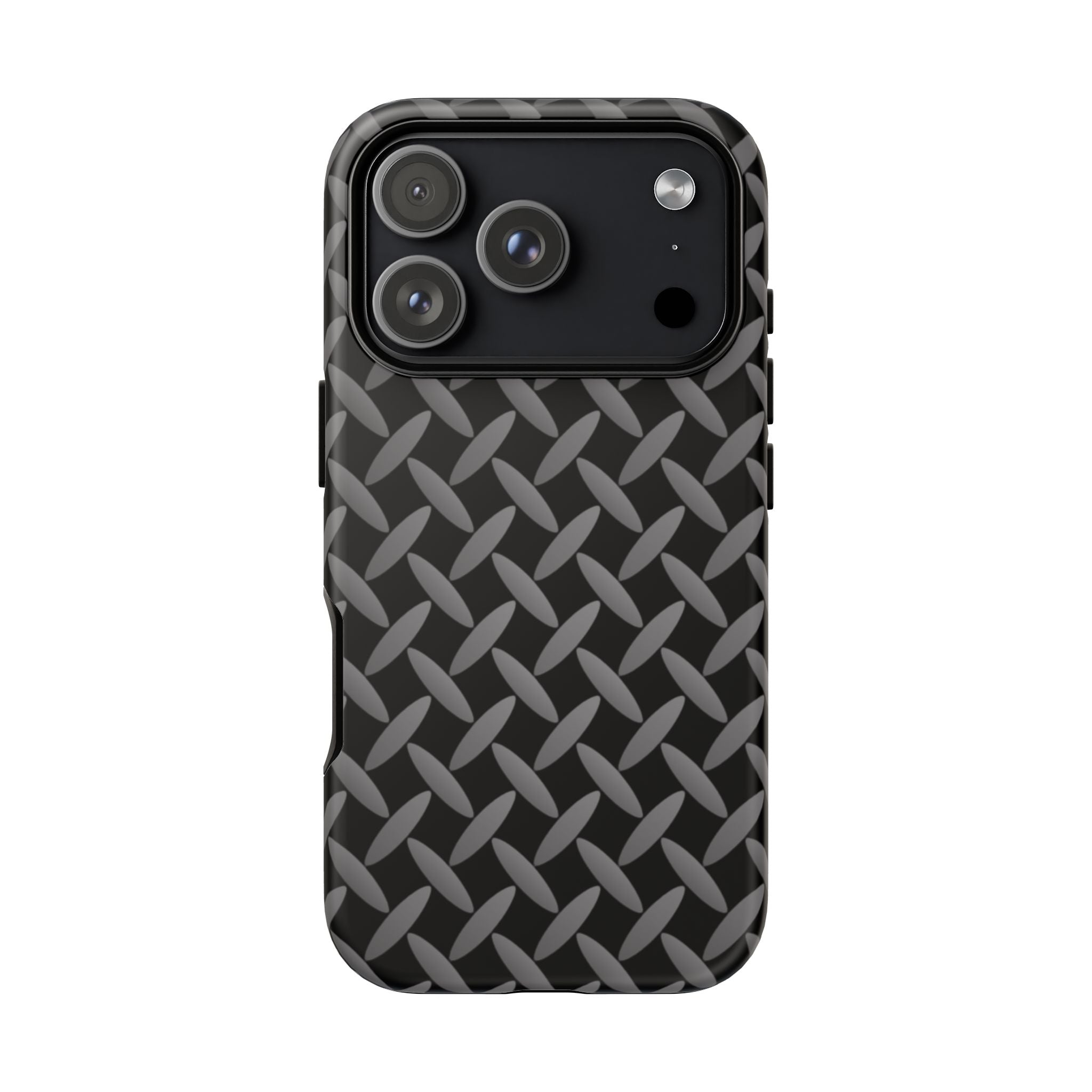 Durable Phone Case Black - Tough Cases with Stylish Diamond Plate Design - iPhones