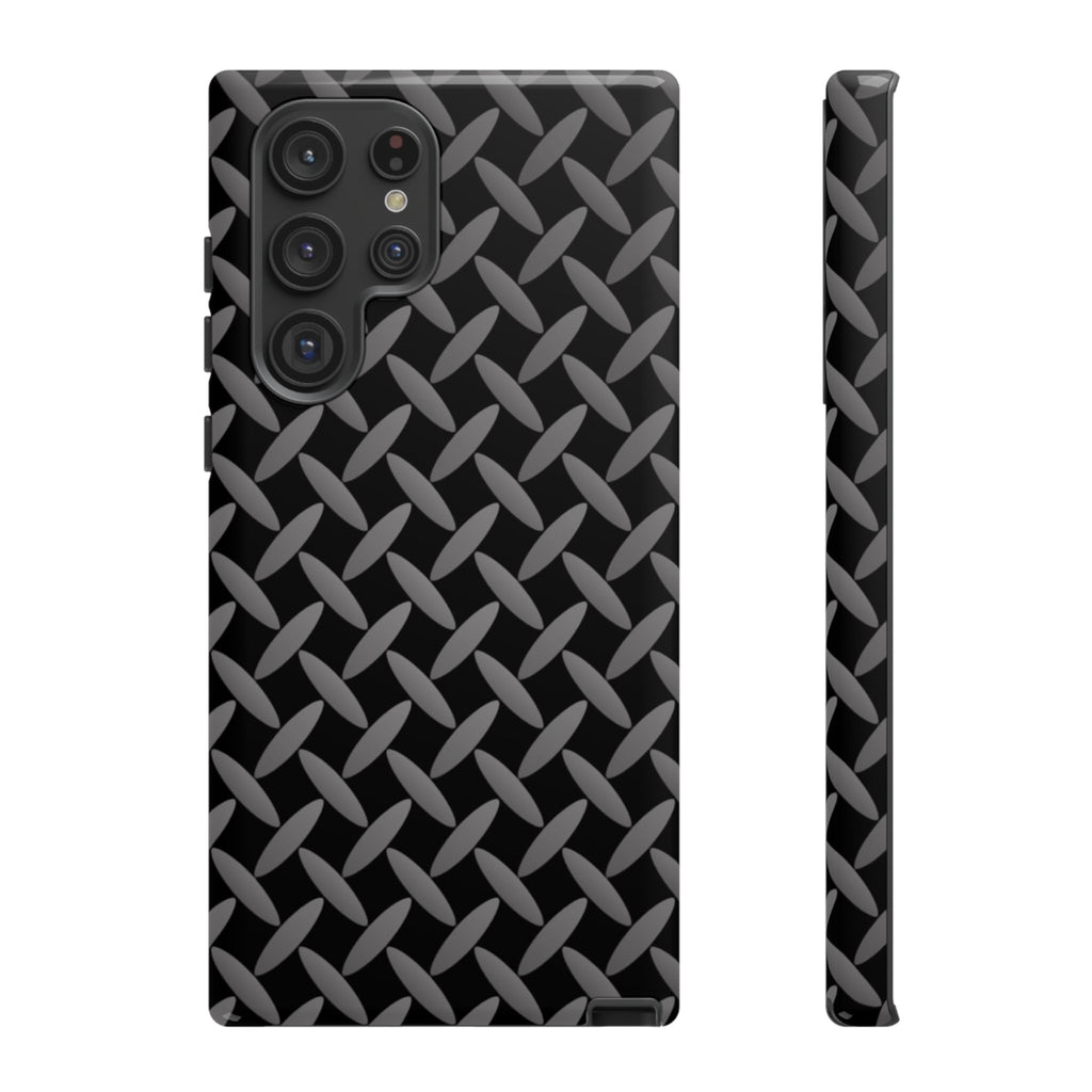 Durable Phone Case Black - Tough Cases with Stylish Diamond Plate Design - Samsung
