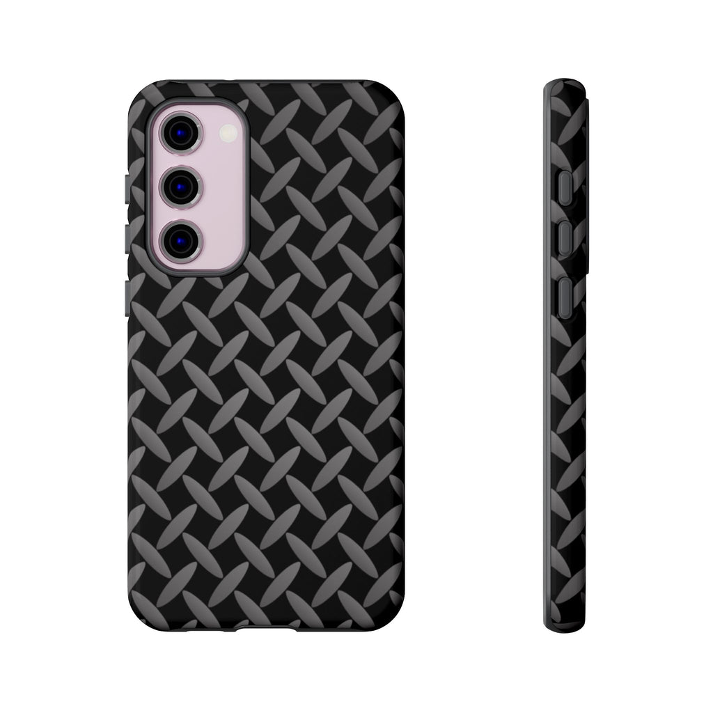 Durable Phone Case Black - Tough Cases with Stylish Diamond Plate Design - Samsung