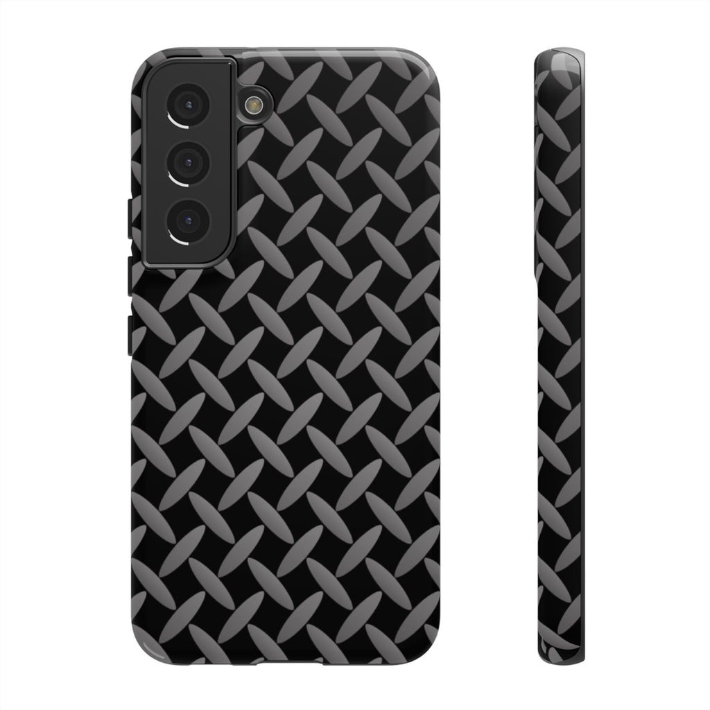 Durable Phone Case Black - Tough Cases with Stylish Diamond Plate Design - Samsung