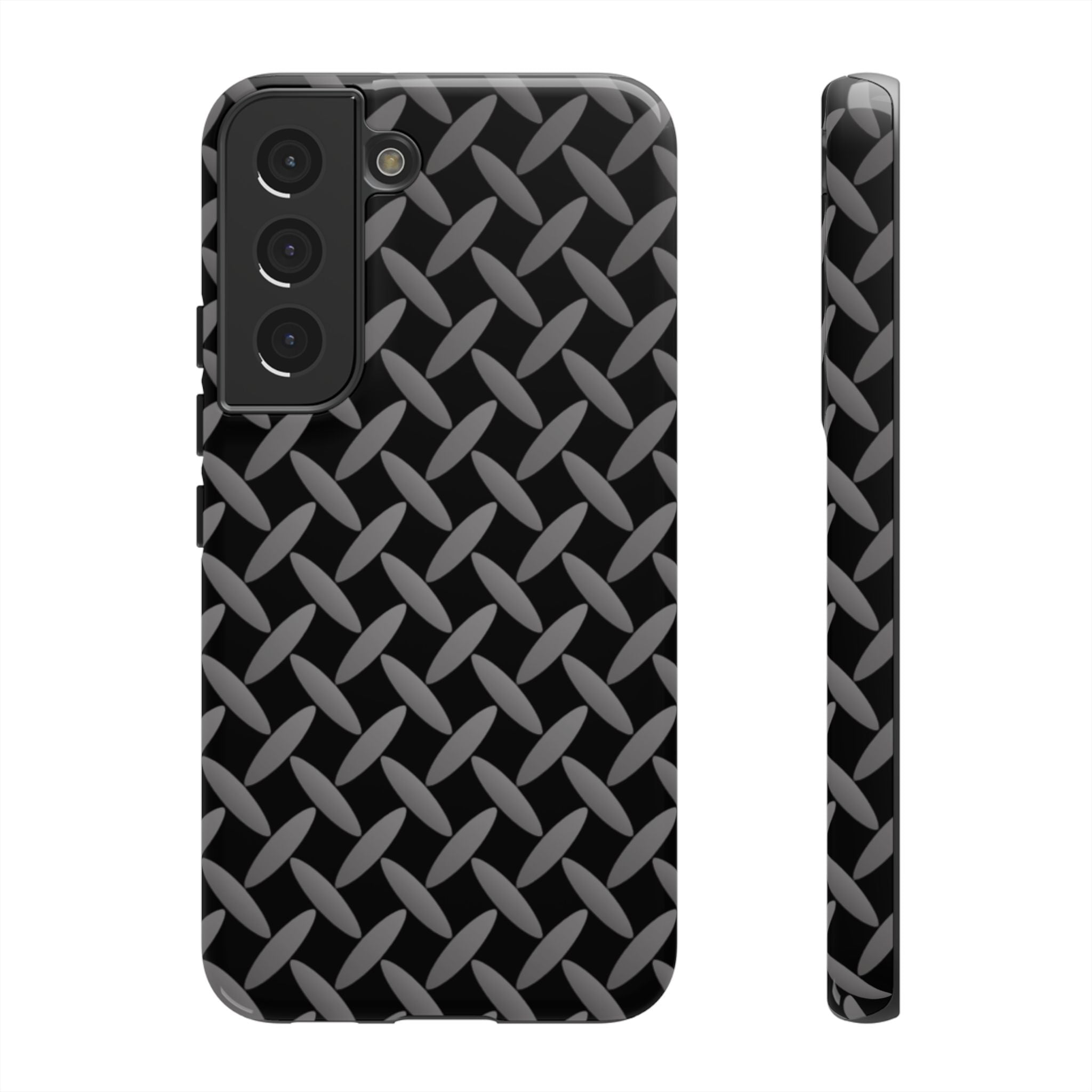 Durable Phone Case Black - Tough Cases with Stylish Diamond Plate Design - Samsung