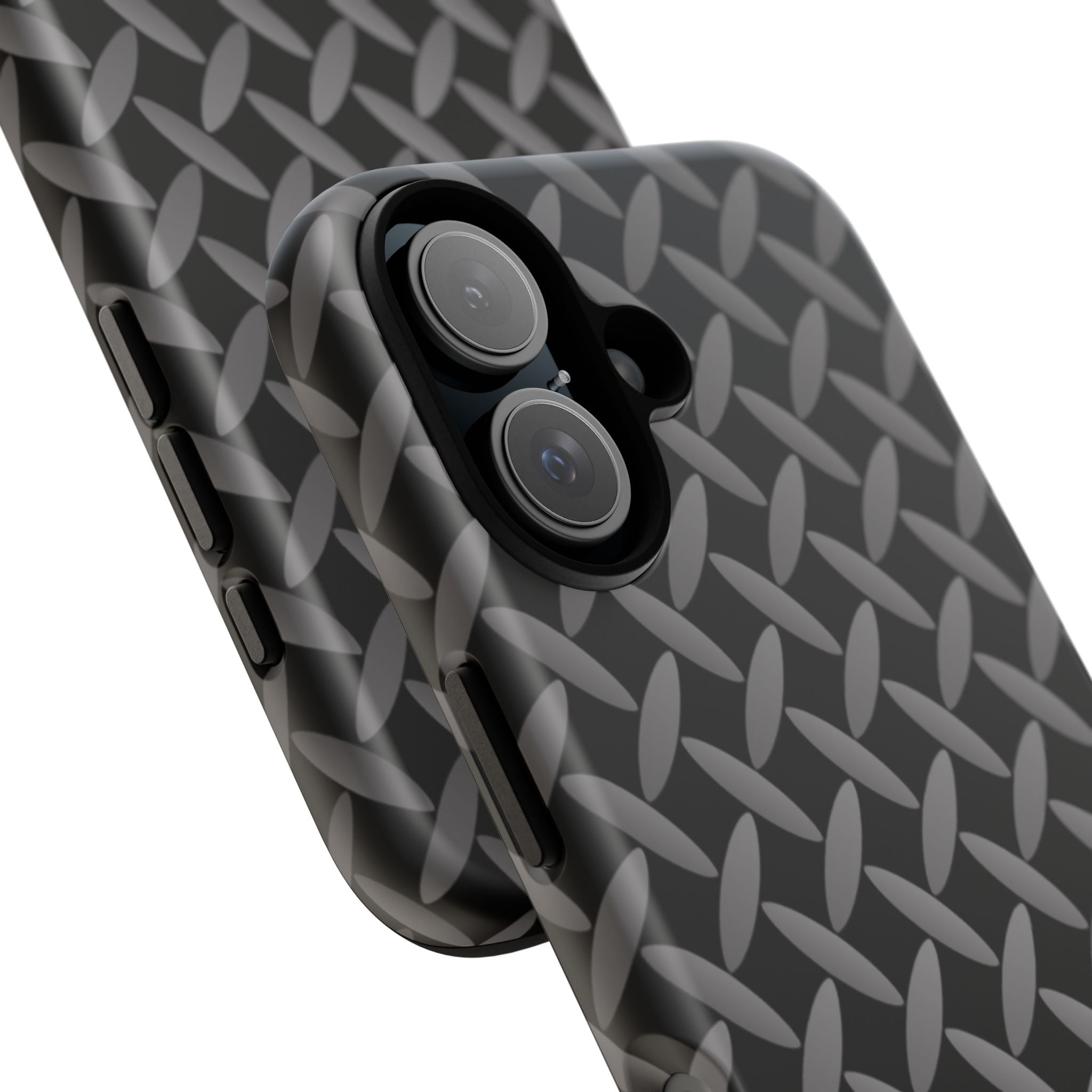 Durable Phone Case Black - Tough Cases with Stylish Diamond Plate Design - iPhones
