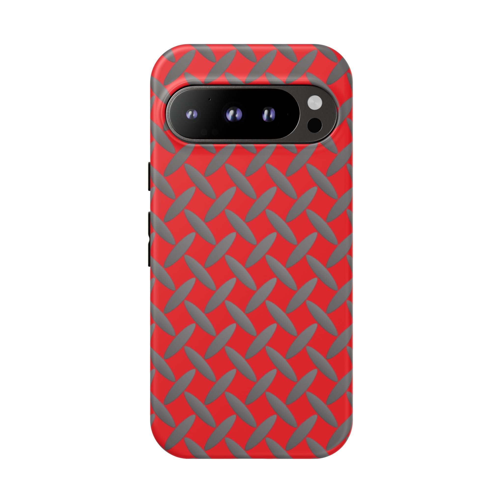 Durable Google Phones Phone Case Red - Tough Cases with Stylish Diamond Plate Design